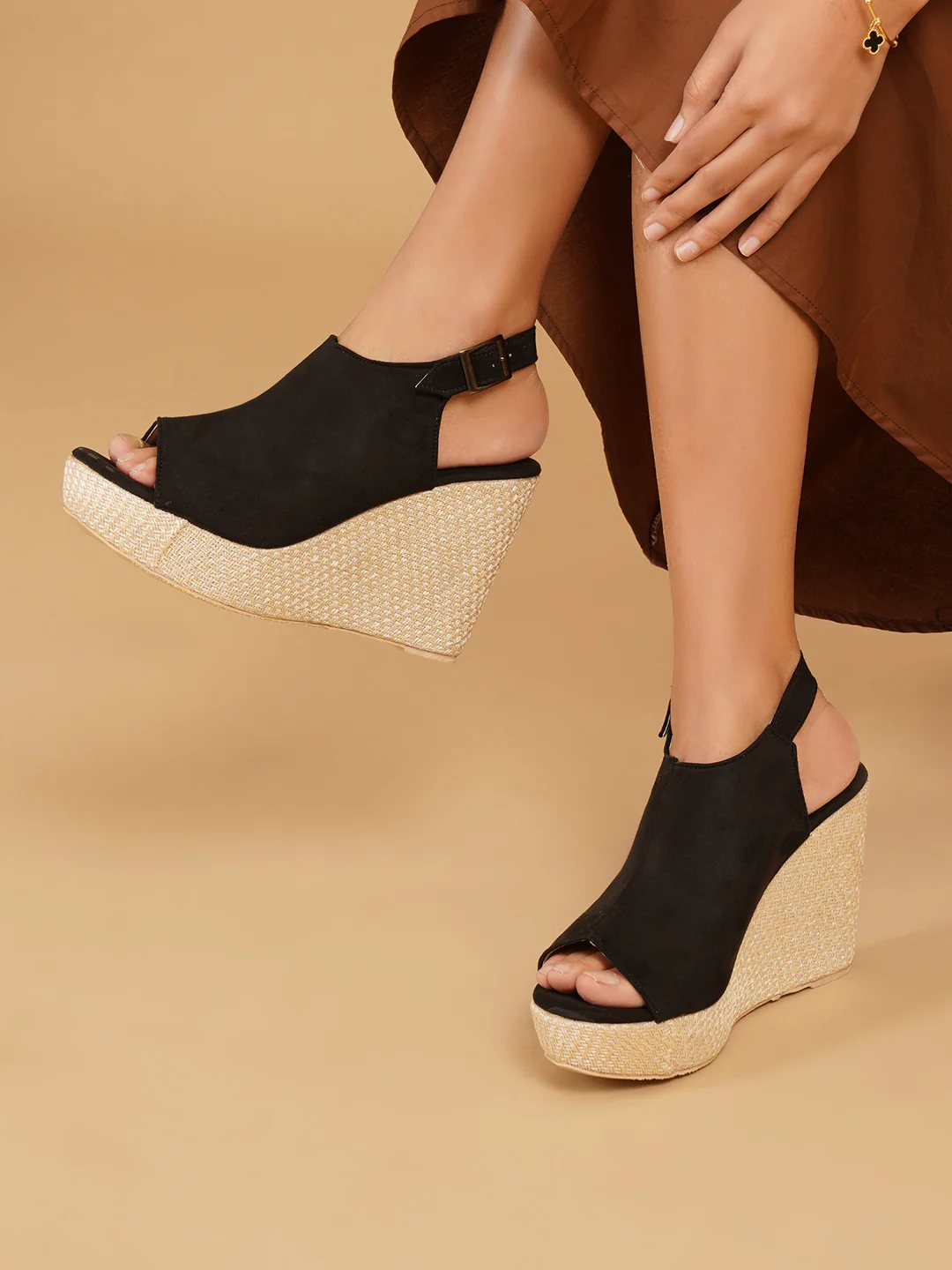 Slip-On Style Wedge Sandals with Buckle Closure and Comfort Fit - Image 4