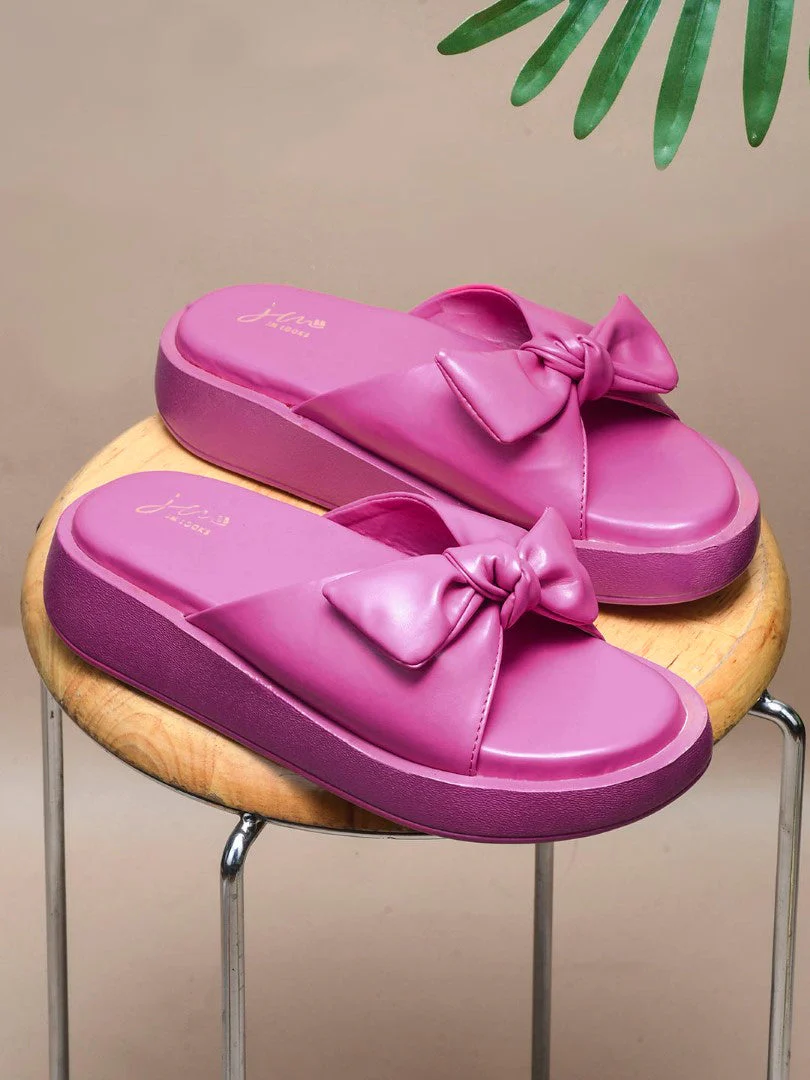 JM Looks Women's Bow Detail Platform Slides - Image 13