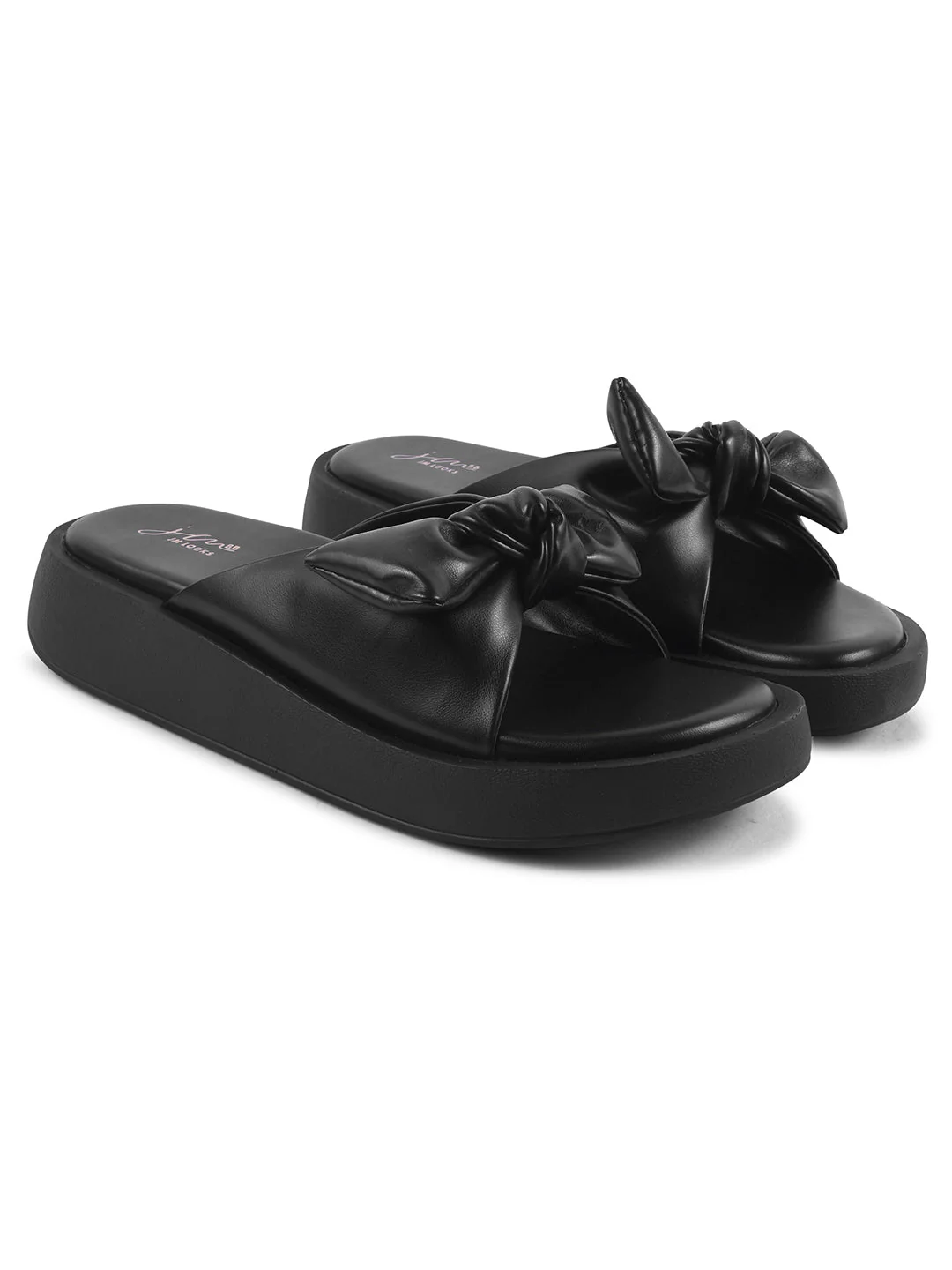 JM Looks Women's Bow Detail Platform Slides - Image 5