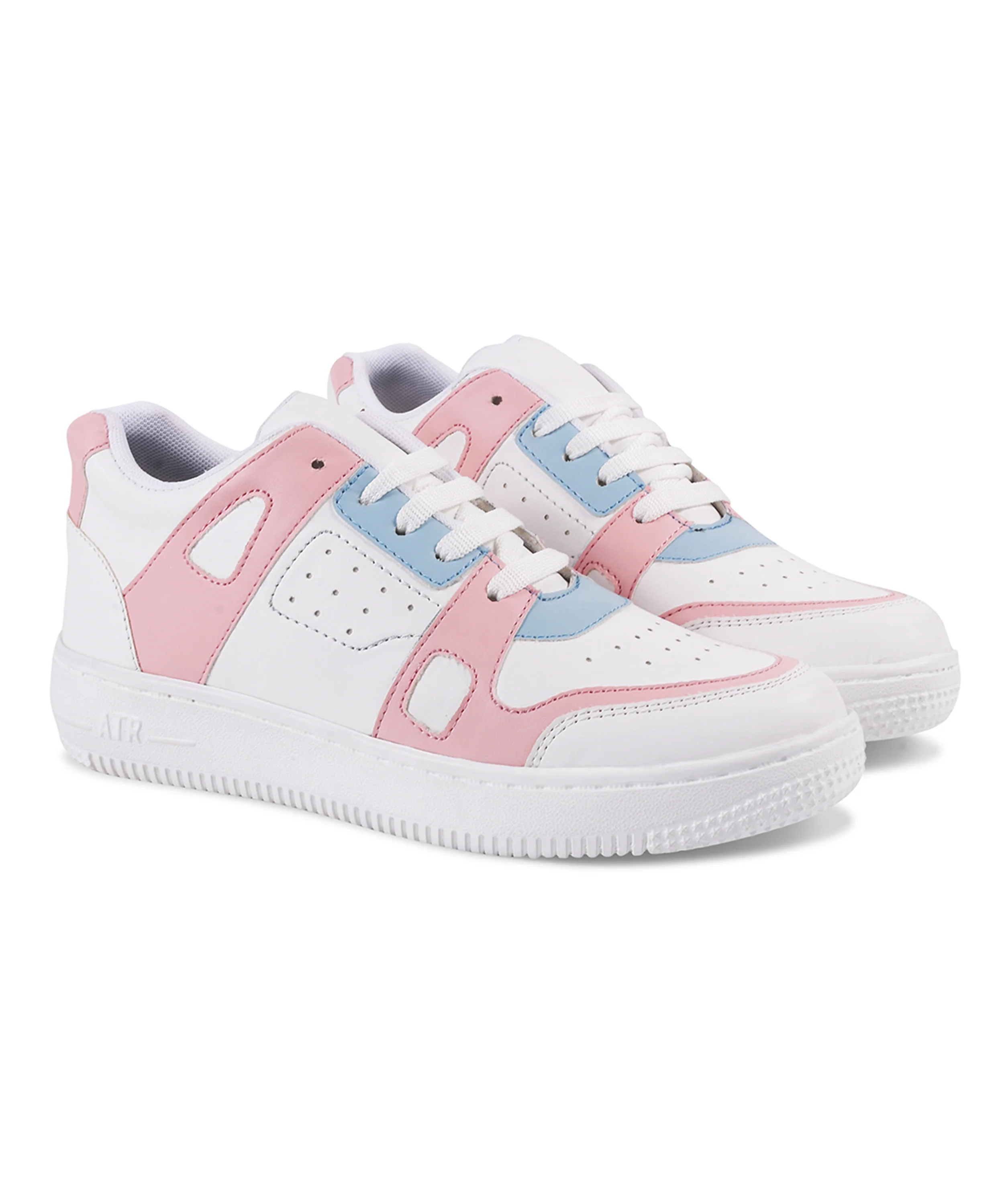 Sneakers with Dual-Tone Pastel Panels & Cushioned Sole - Image 12