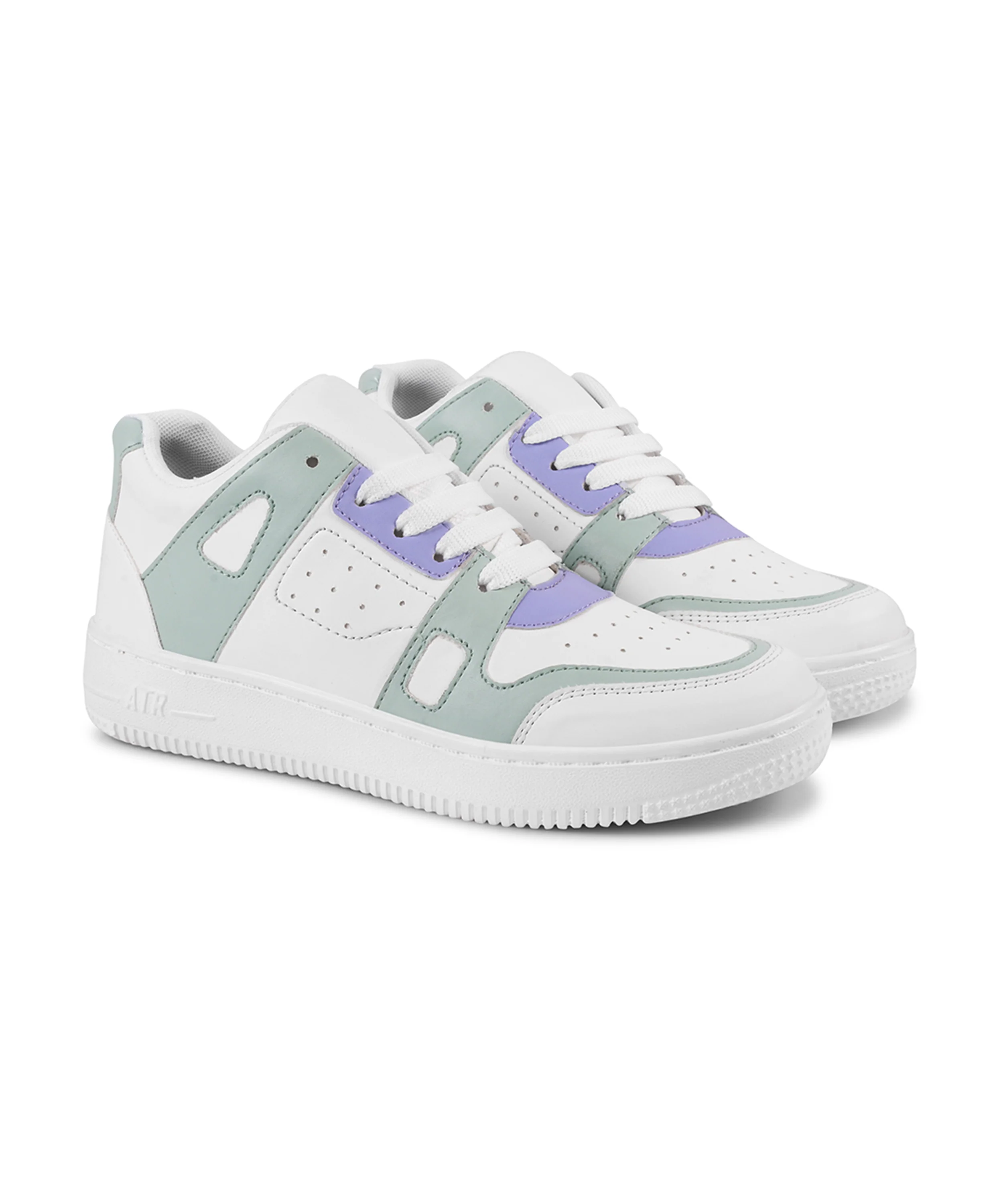 Sneakers with Dual-Tone Pastel Panels & Cushioned Sole - Image 4