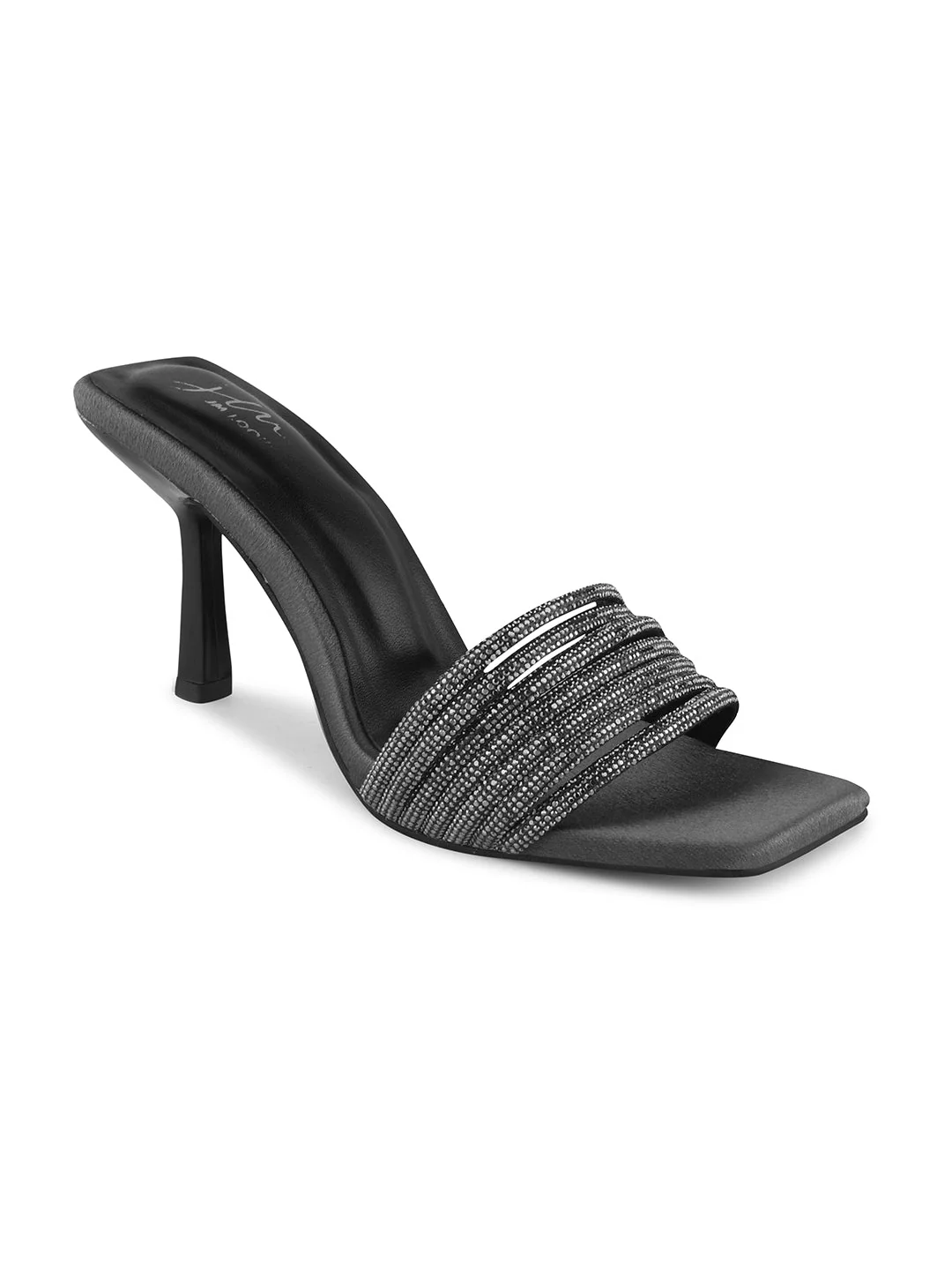 JM Looks Embellished Strap High Heel Mules - Image 16