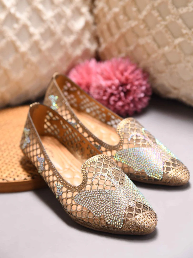 JM Looks Women's Embellished Mesh Slip-on Flats