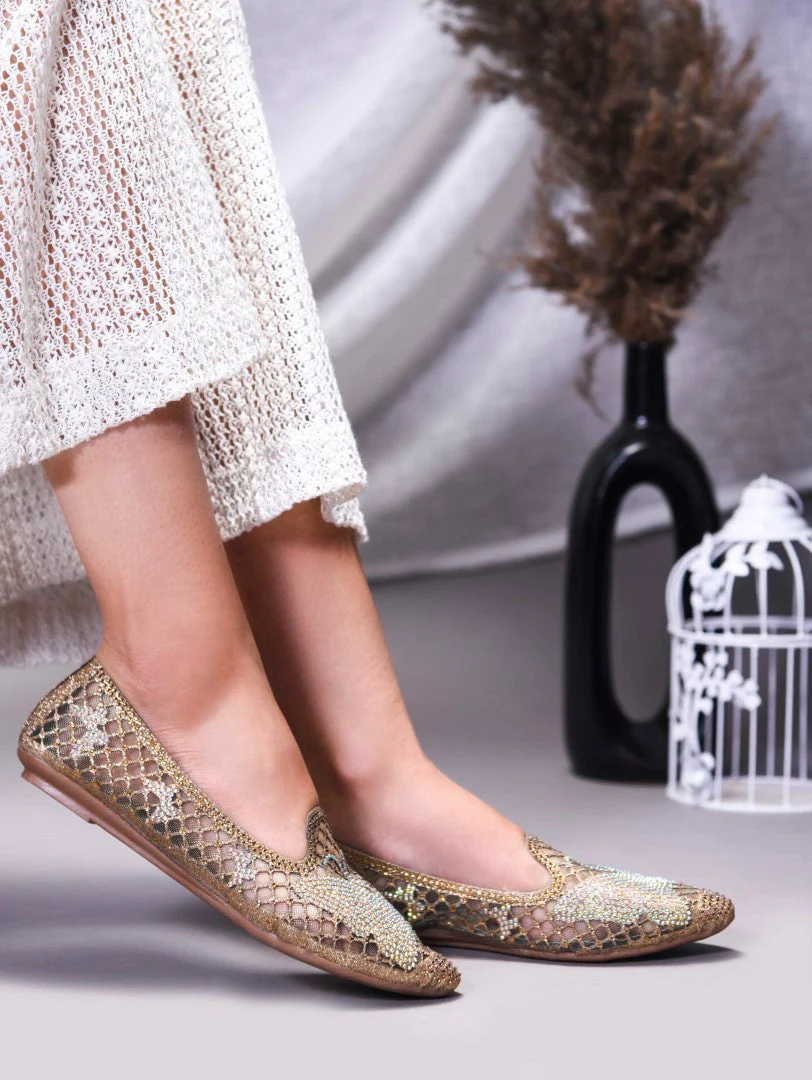 JM Looks Women's Embellished Mesh Slip-on Flats - Image 3