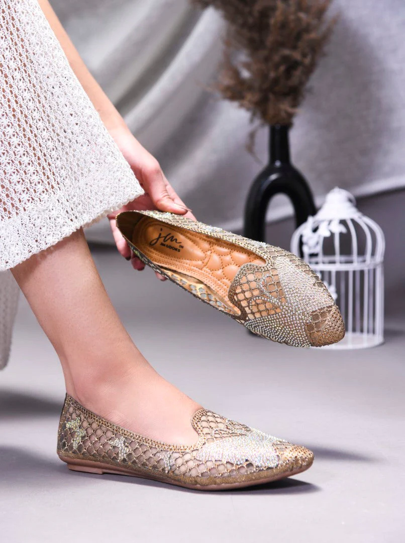 JM Looks Women's Embellished Mesh Slip-on Flats - Image 4