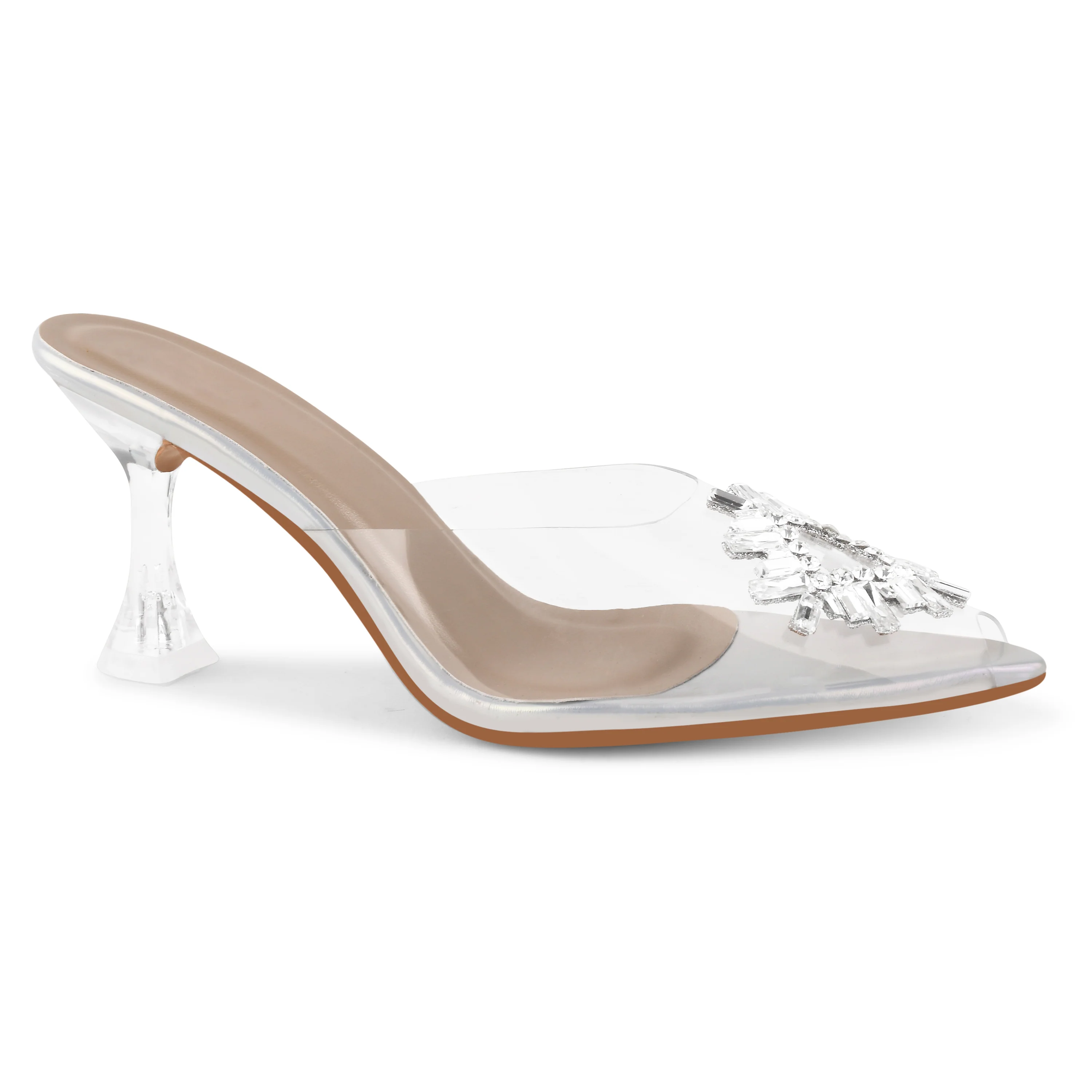Square Rhinestone Flare Transparent Heels - Image 11