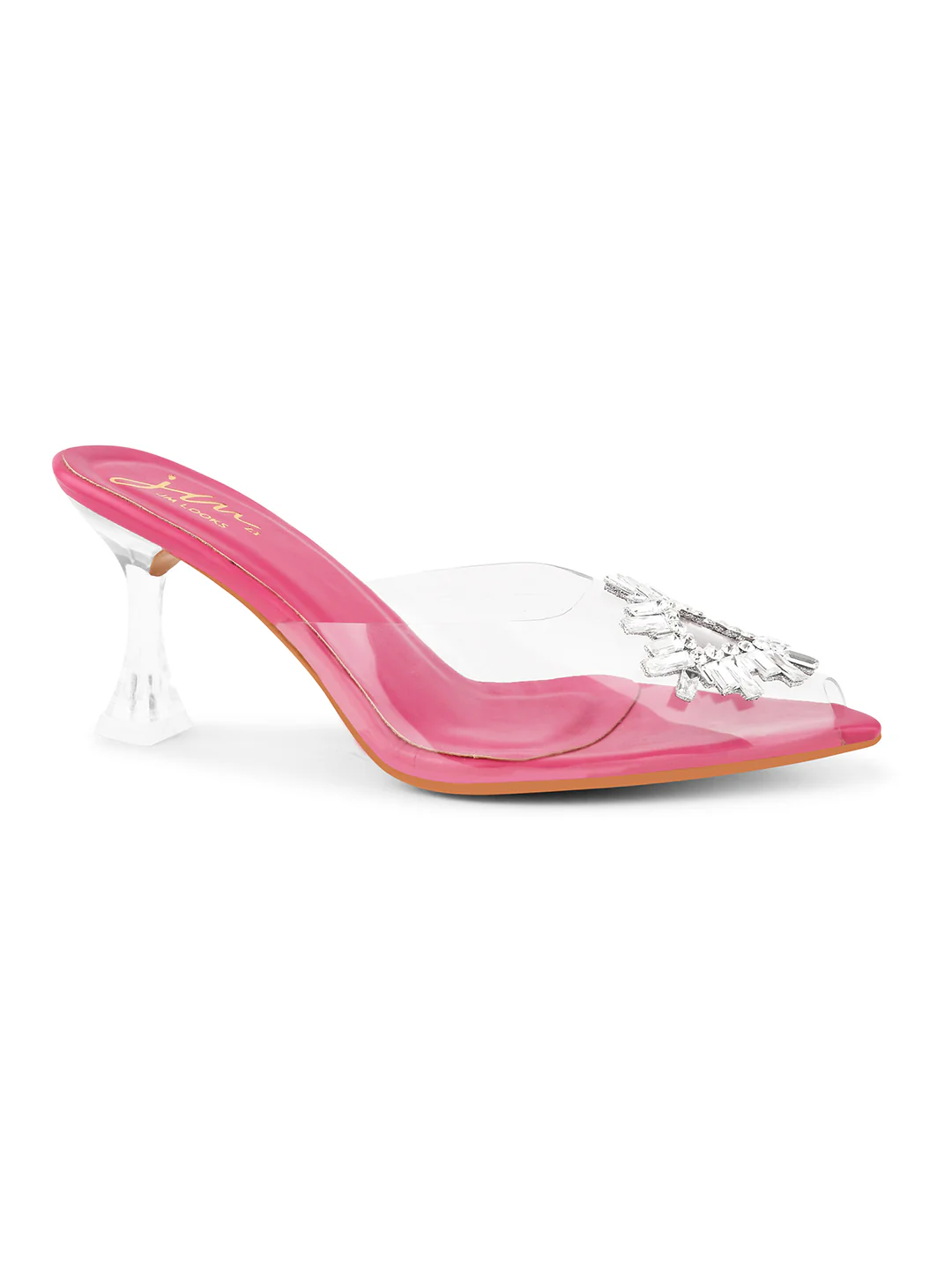 Square Rhinestone Flare Transparent Heels - Image 6