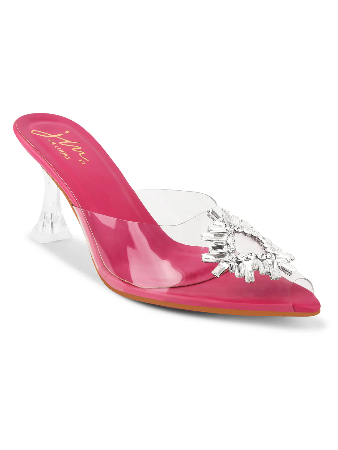 Square Rhinestone Flare Transparent Heels - Image 7