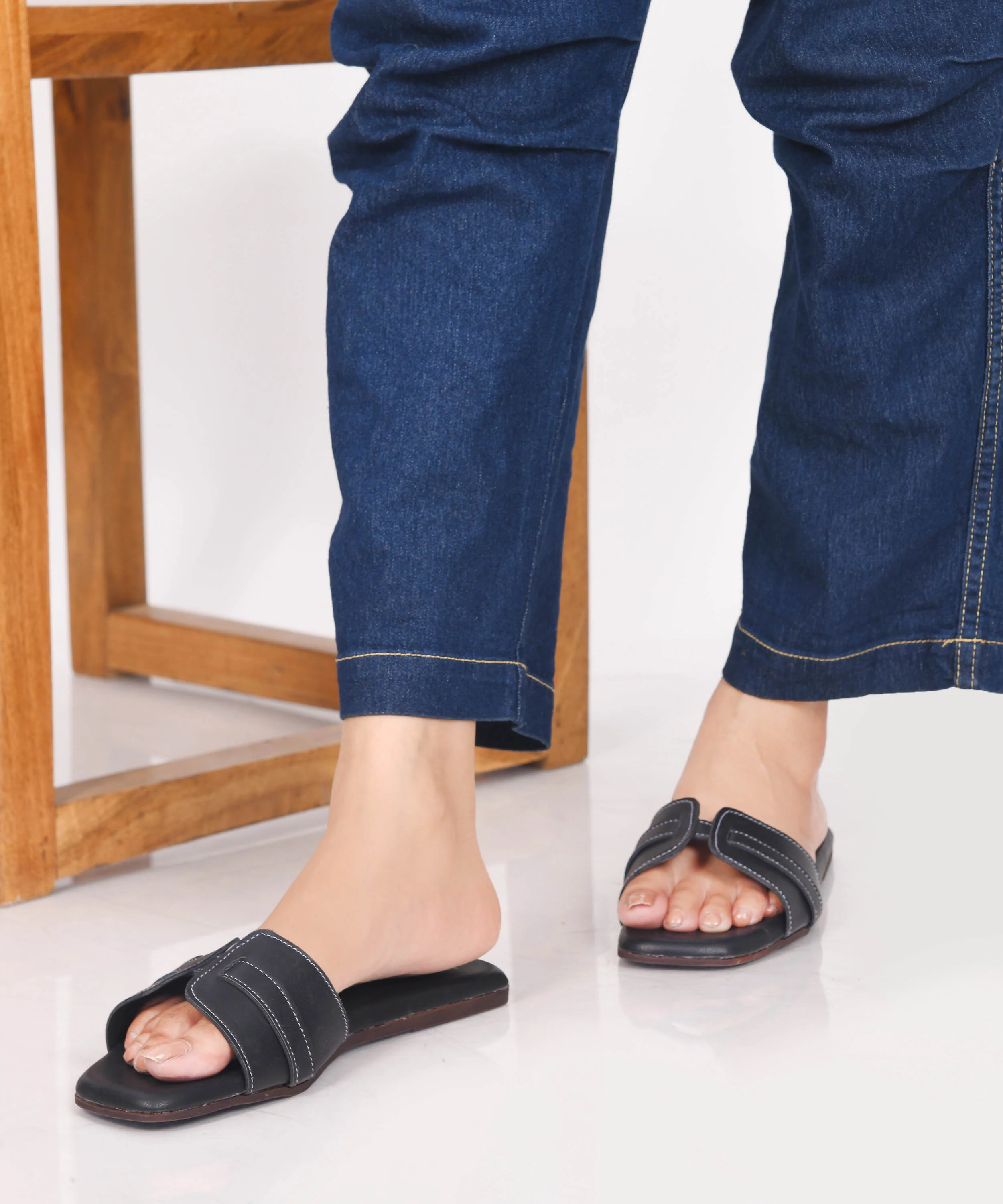Square Toe Casual Slip-On Slides