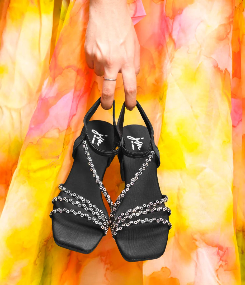 Jm Looks Shimmering Strappy Block Heels - Image 15