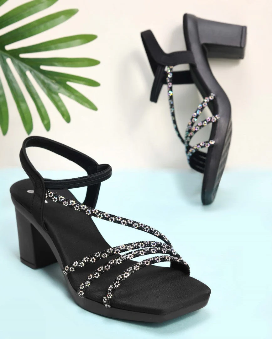 Jm Looks Shimmering Strappy Block Heels - Image 16