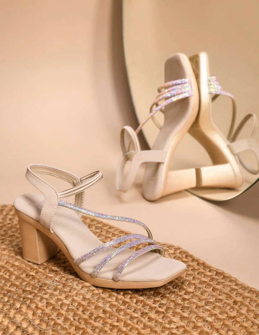 Jm Looks Shimmering Strappy Block Heels - Image 7