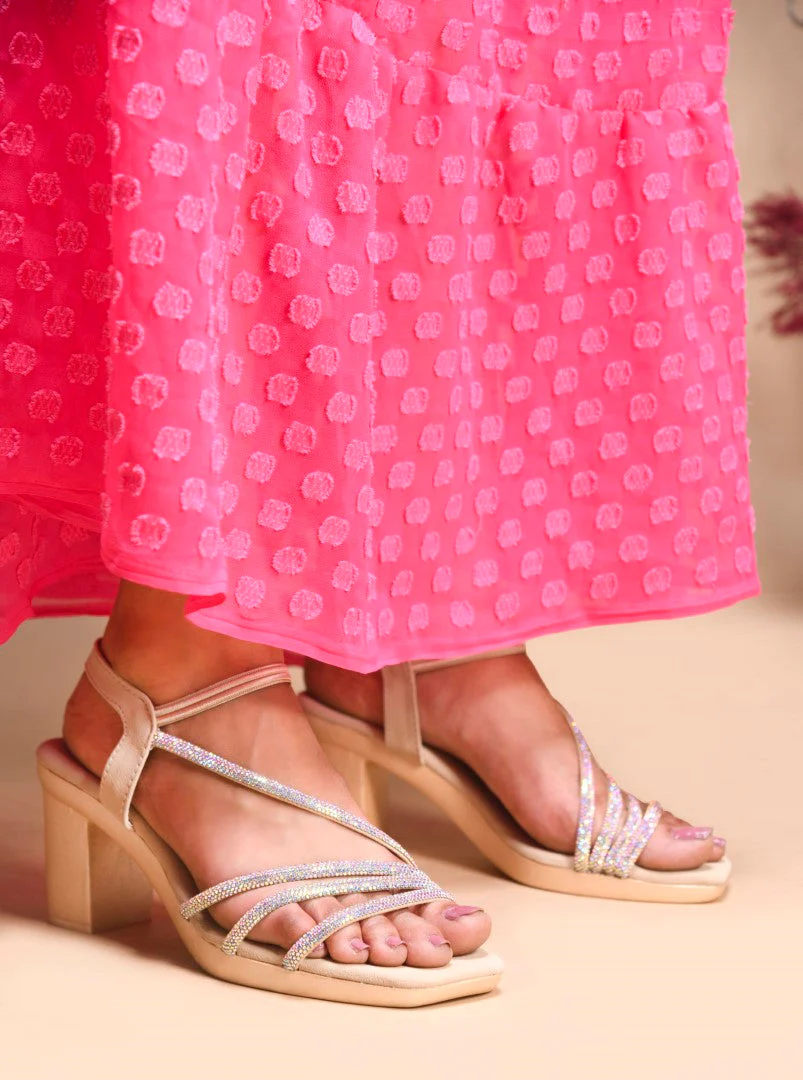 Jm Looks Shimmering Strappy Block Heels - Image 9