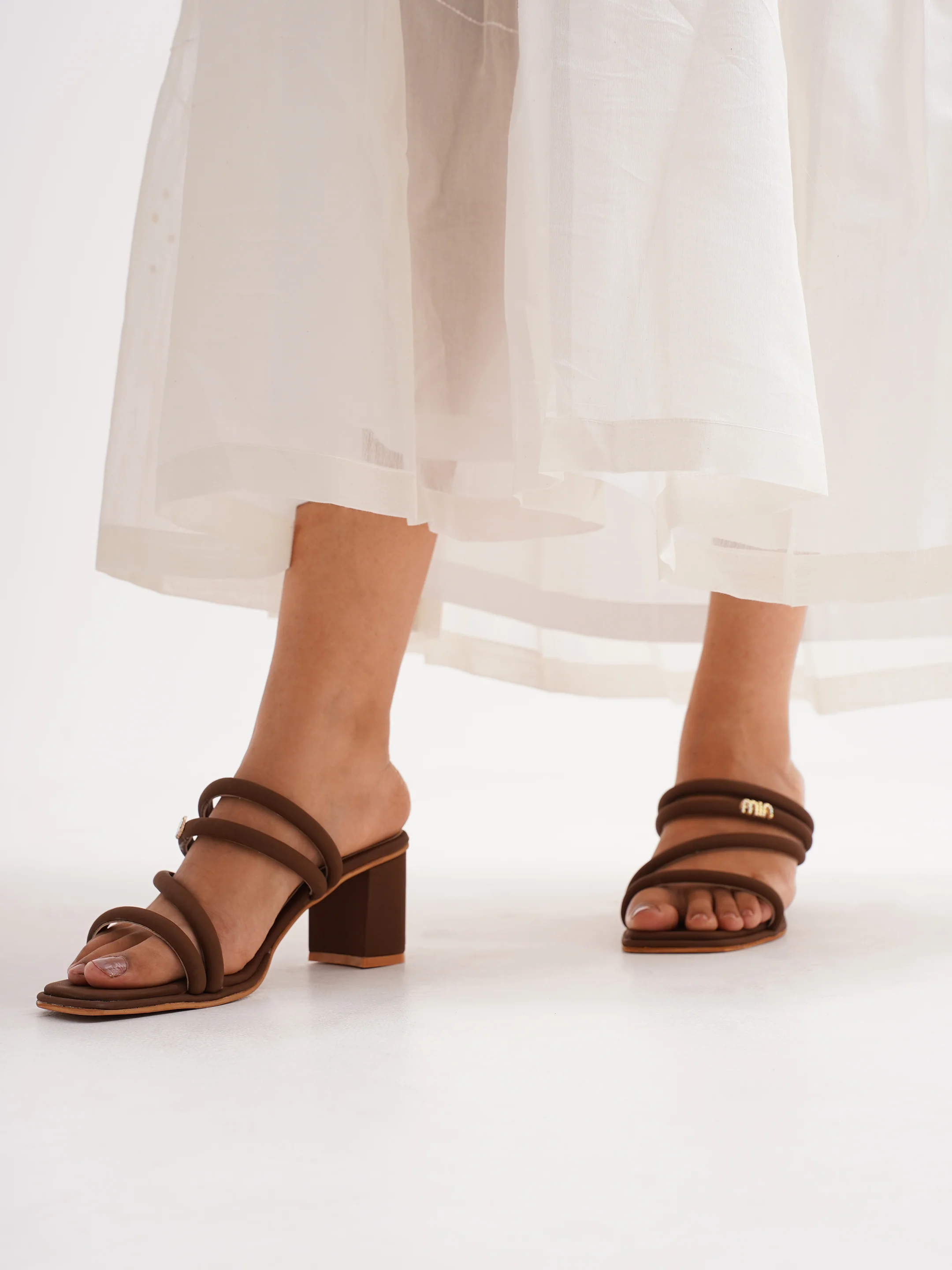 Strappy Block Heel Slides with Cushioned Sole - Image 16