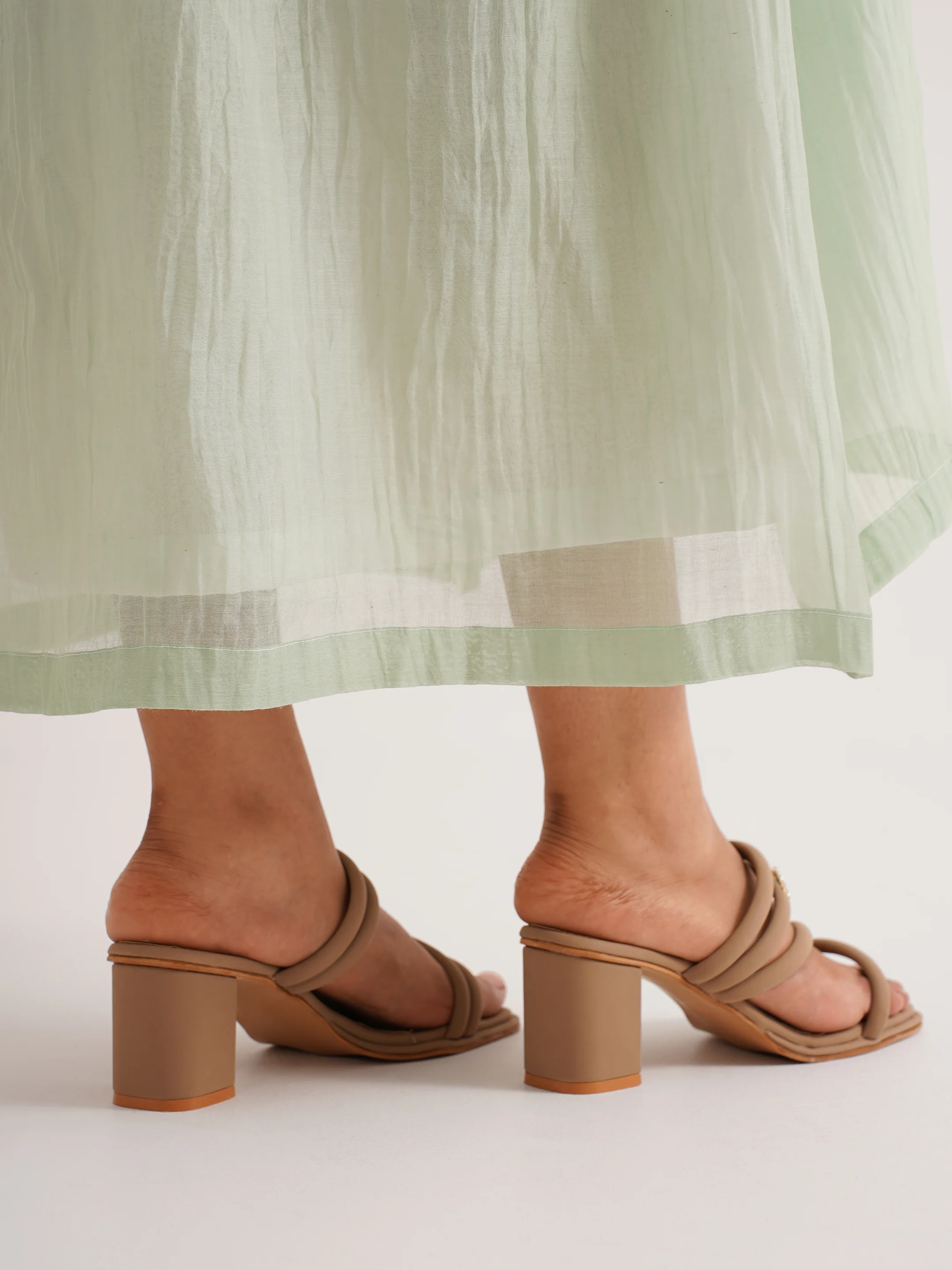 Strappy Block Heel Slides with Cushioned Sole - Image 2
