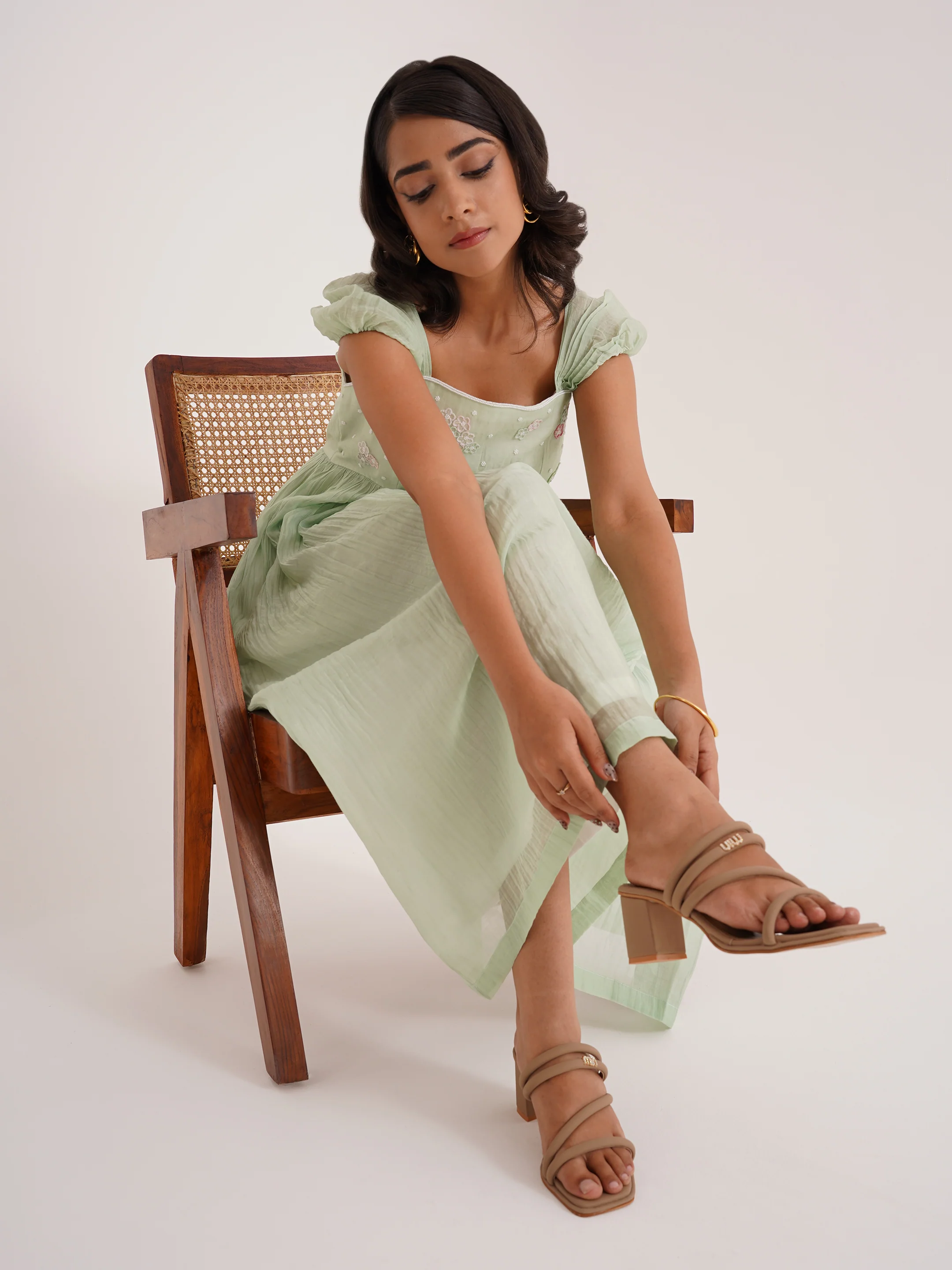 Strappy Block Heel Slides with Cushioned Sole - Image 4