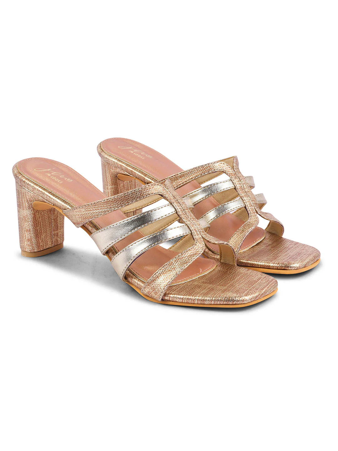 Jm Looks Glamorous Strappy Block Heel Mules for Women & Girls - Image 5