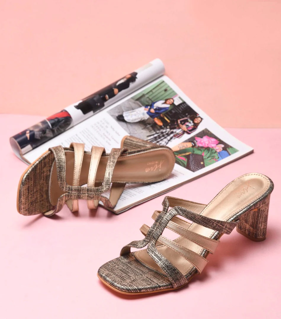 Jm Looks Glamorous Strappy Block Heel Mules for Women & Girls - Image 7