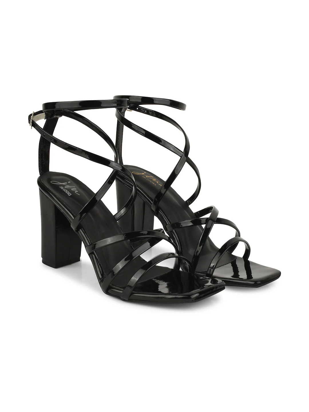 Strappy Chunky Heeled Sandals with Buckle Fastening - Image 9