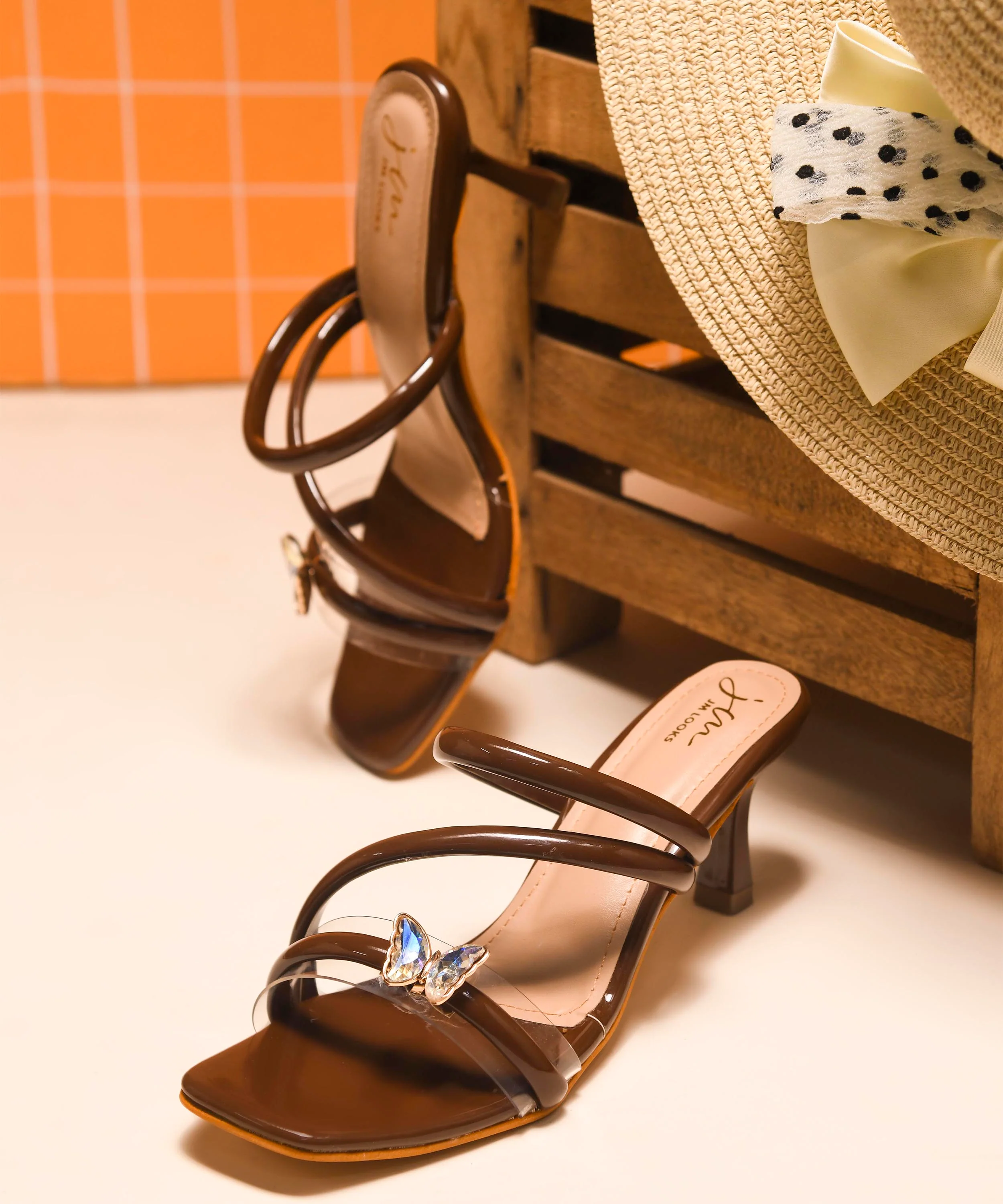 Strappy Kitten Heel Sandals with stone Accent - Image 8