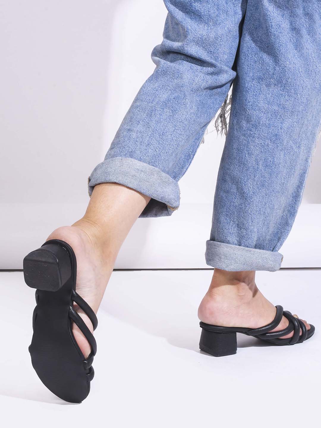 Jm Looks Women's Padded Multi-Strap Block Heel Slides - Image 3