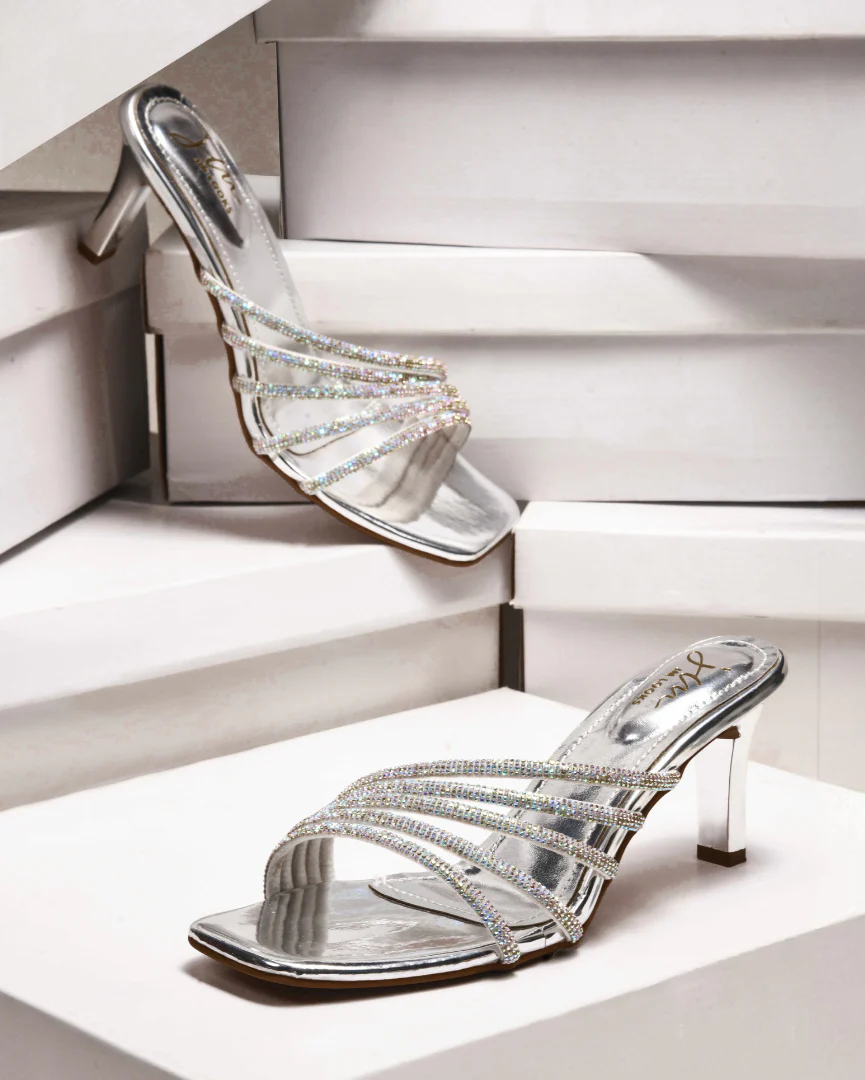 JM Looks Women's Embellished Strap Heeled Sandals