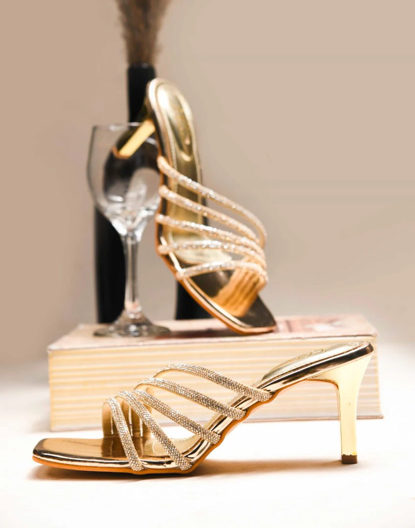 JM Looks Women's Embellished Strap Heeled Sandals - Image 2