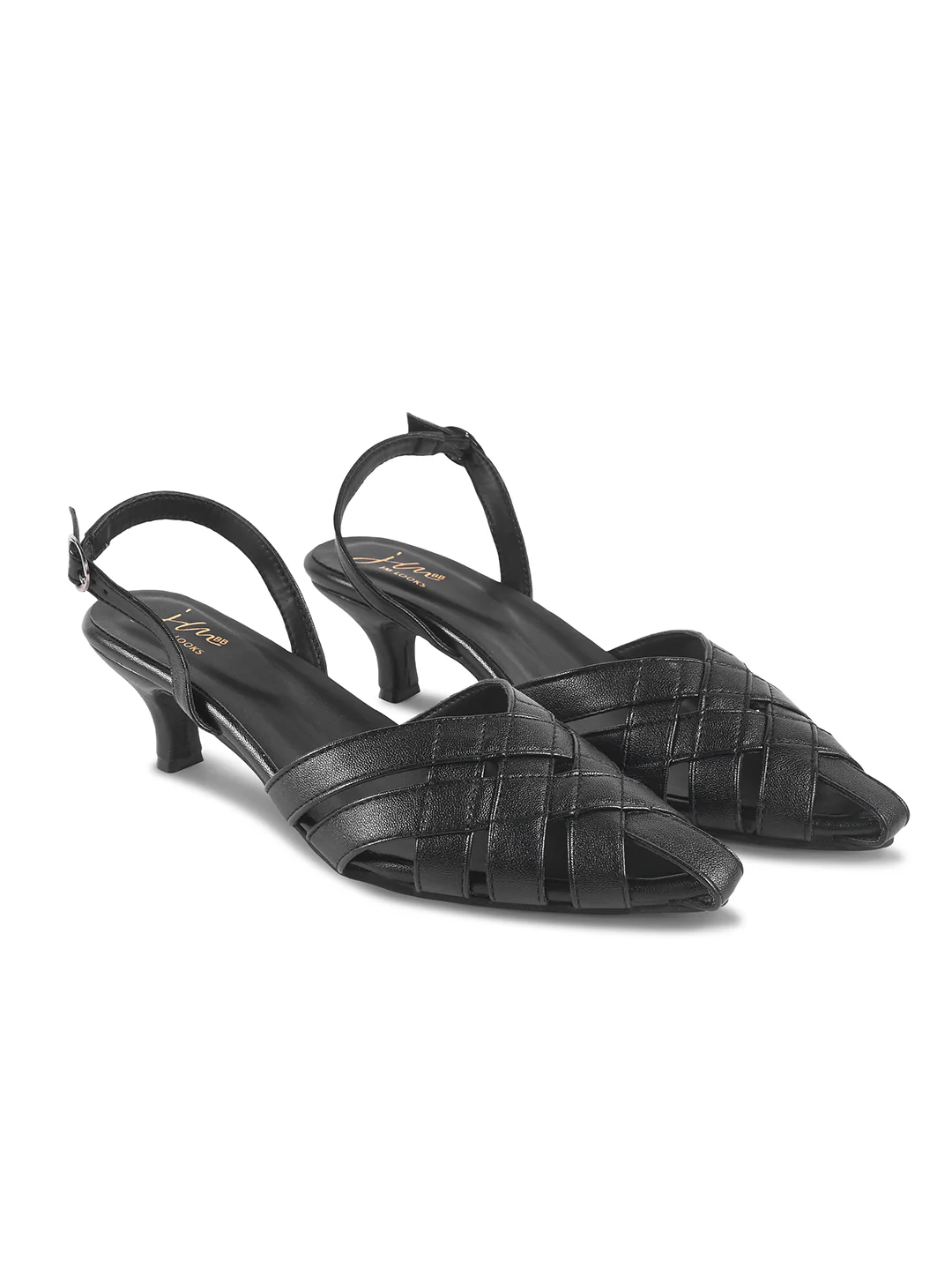 Strappy Slingback Kitten Heel Sandals - Image 6