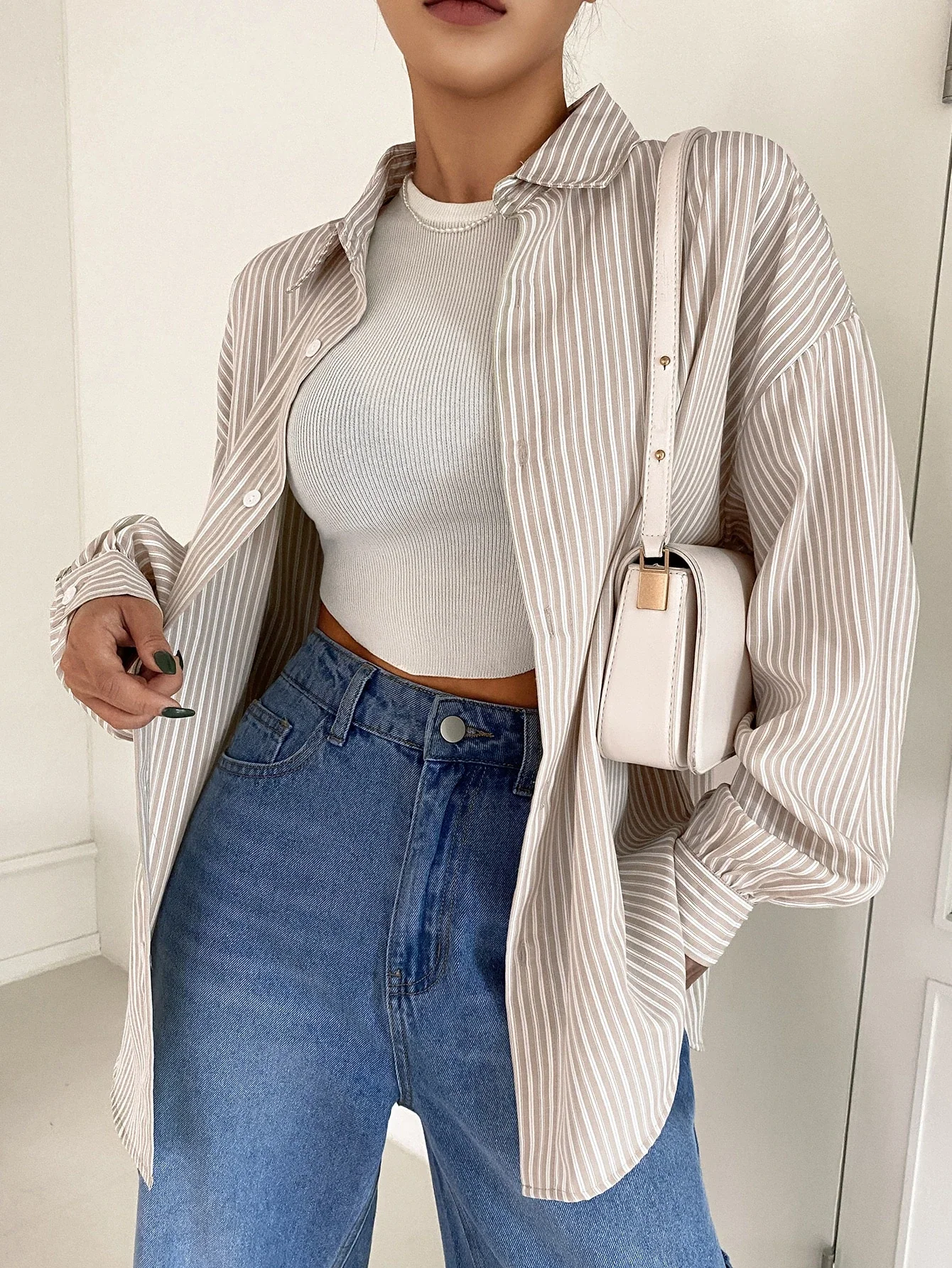 Striped Drop Shoulder Shirt - Image 3