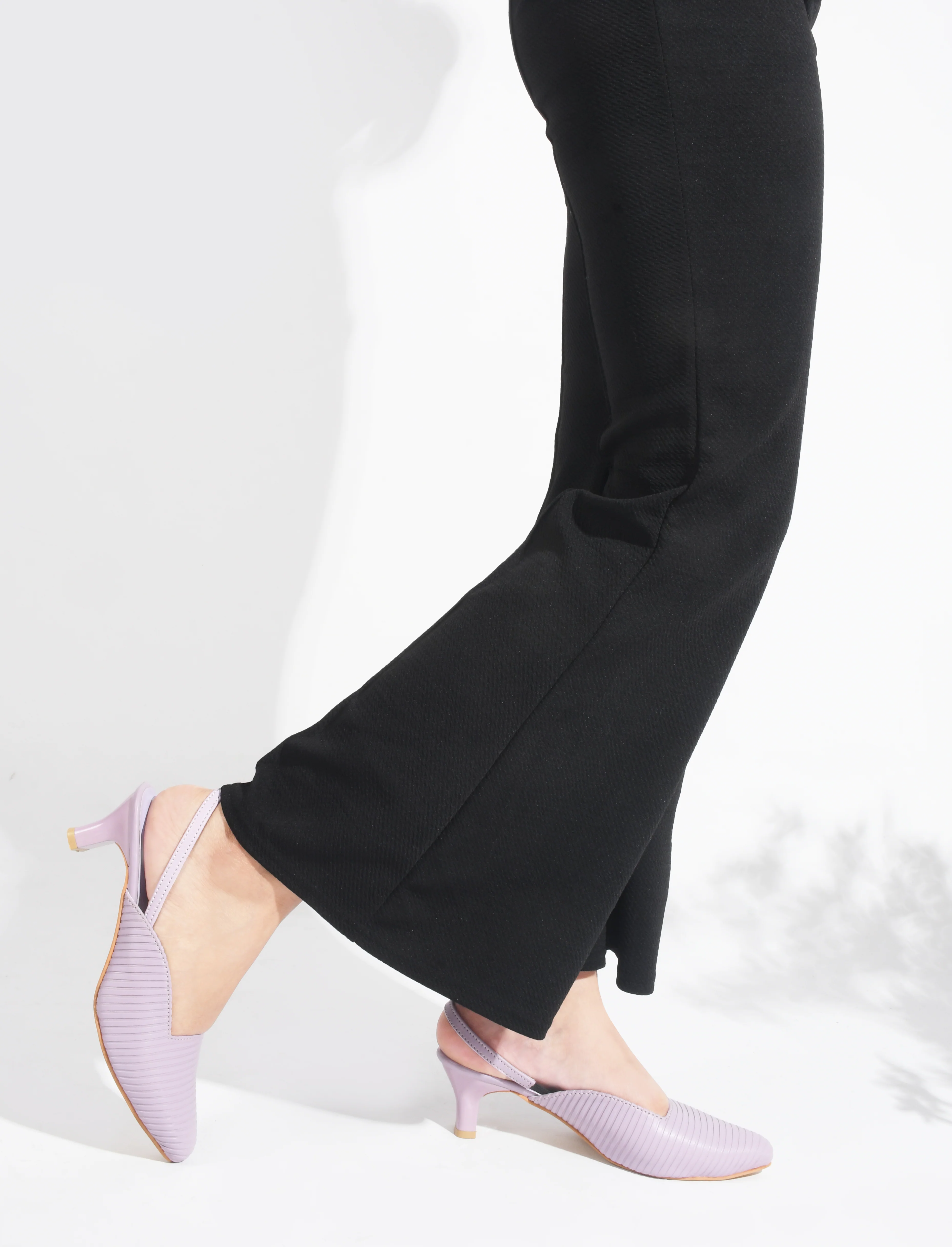 Striped Slim Slingback Heel Mules - Image 10