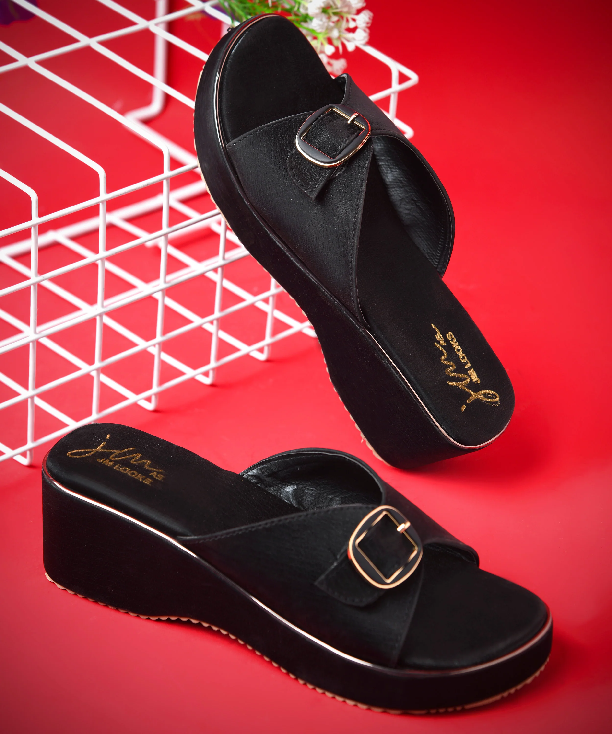 Stylish Buckle Strap Wedge Sandals - Image 2