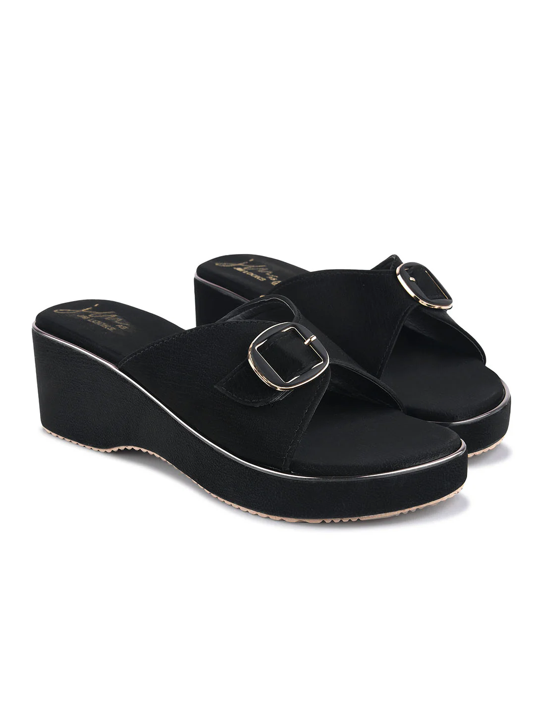 Stylish Buckle Strap Wedge Sandals - Image 5