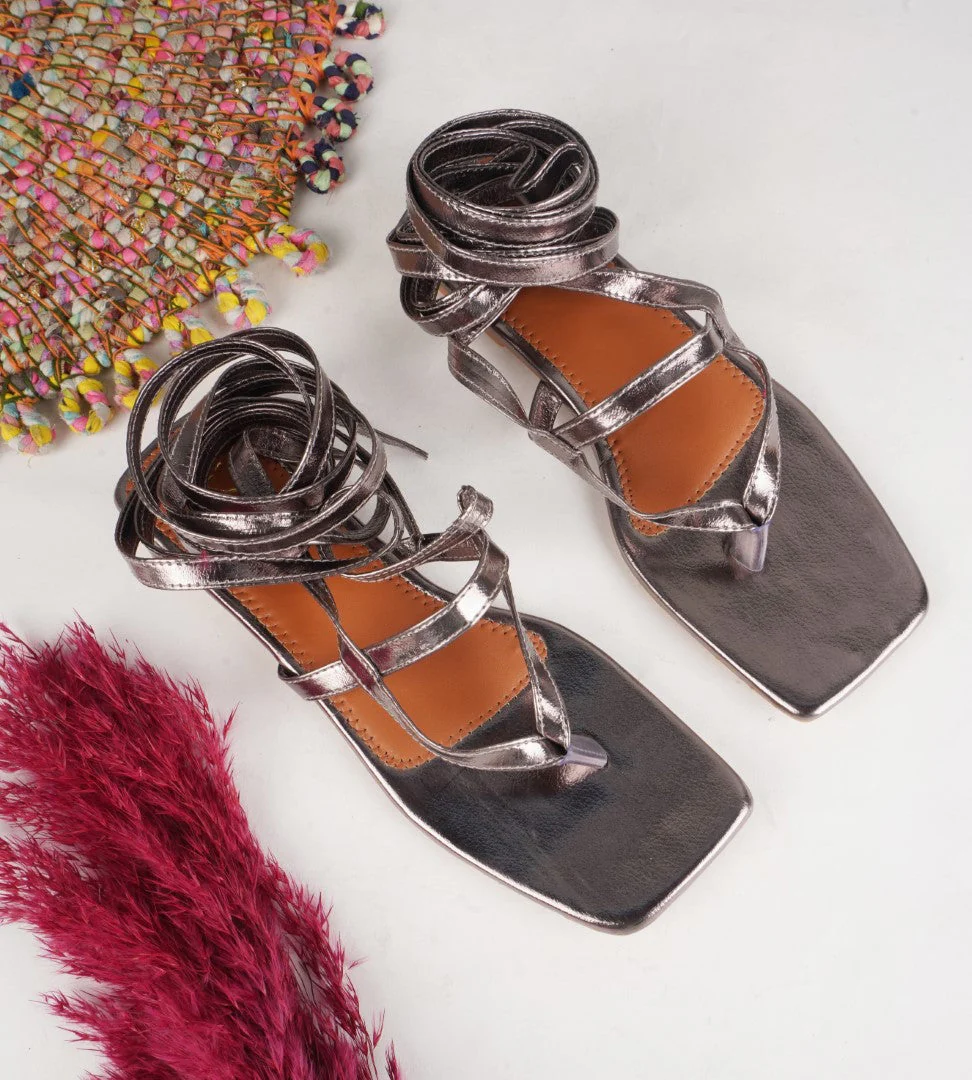Jm Looks Women's Lace-Up Flat Sandals - Image 7