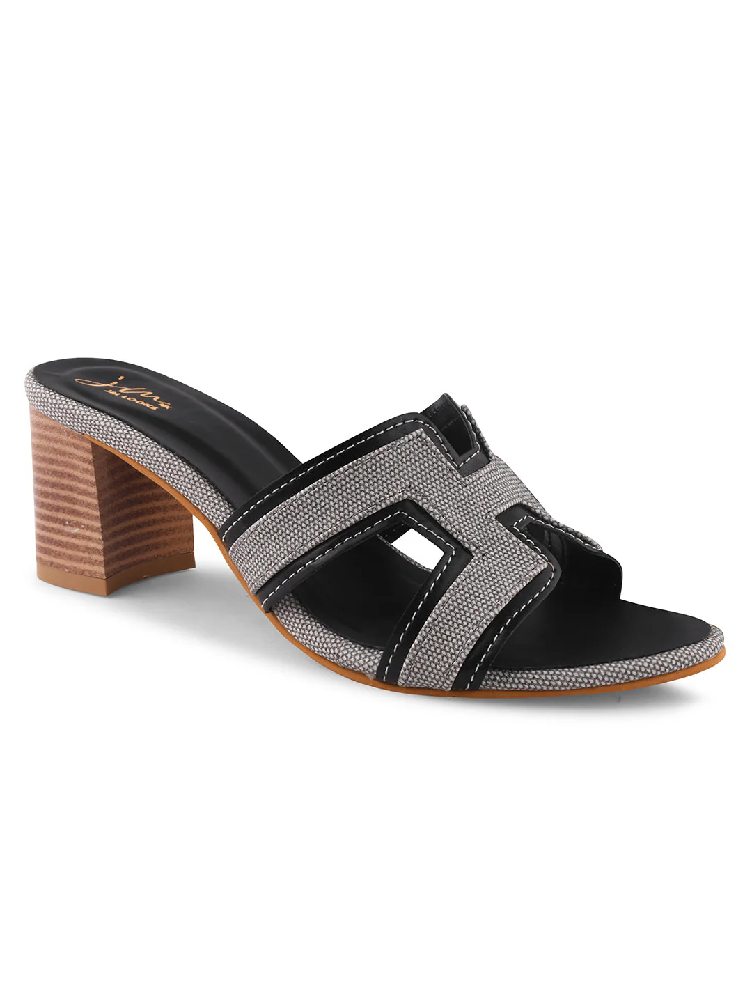 Jm Looks Women's Block Heel Slides - Denim & Tan Accent - Image 18