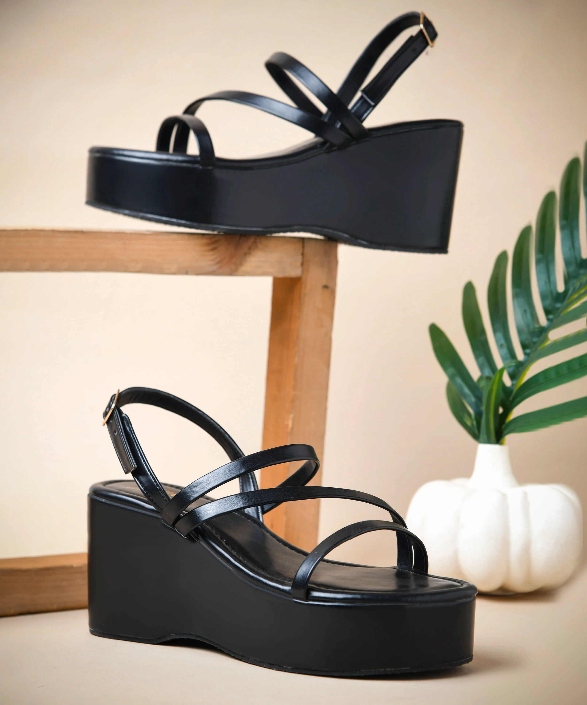 Stylish Open-Toe Heels with Wrap Strap Design