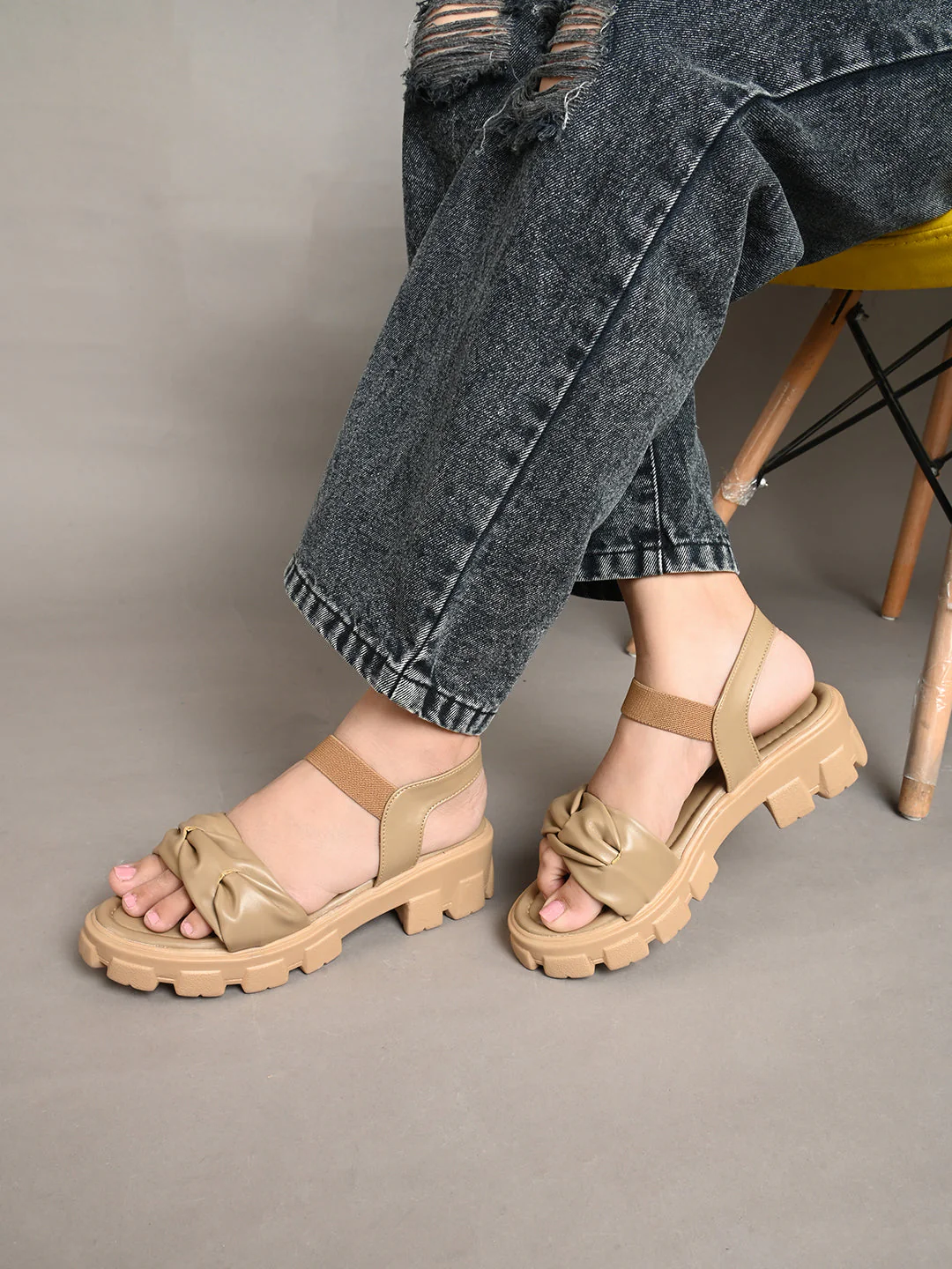 Jm Looks Chunky Bow Ankle Strap Sandals for Women & Girls - Image 2