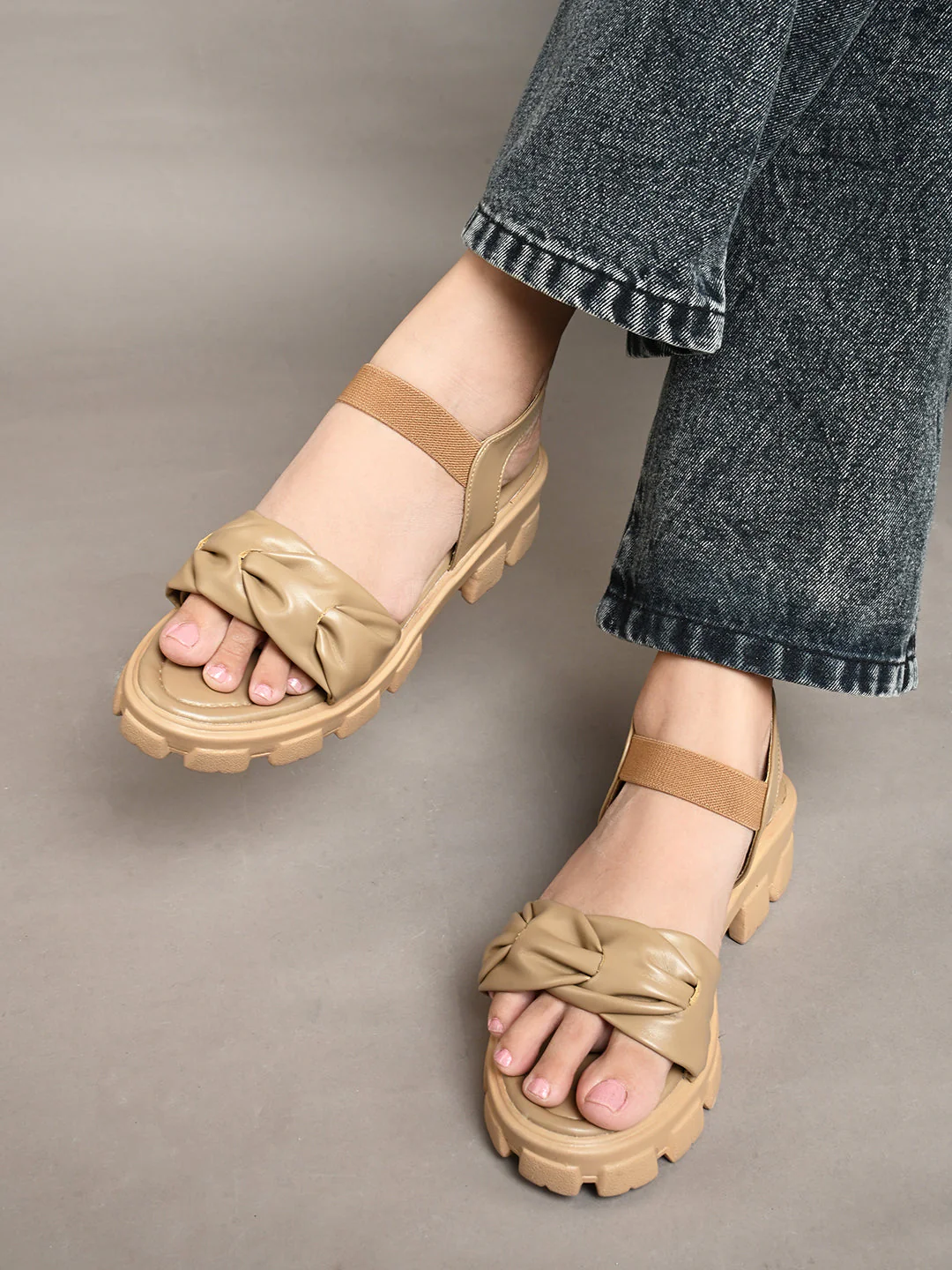 Jm Looks Chunky Bow Ankle Strap Sandals for Women & Girls - Image 3