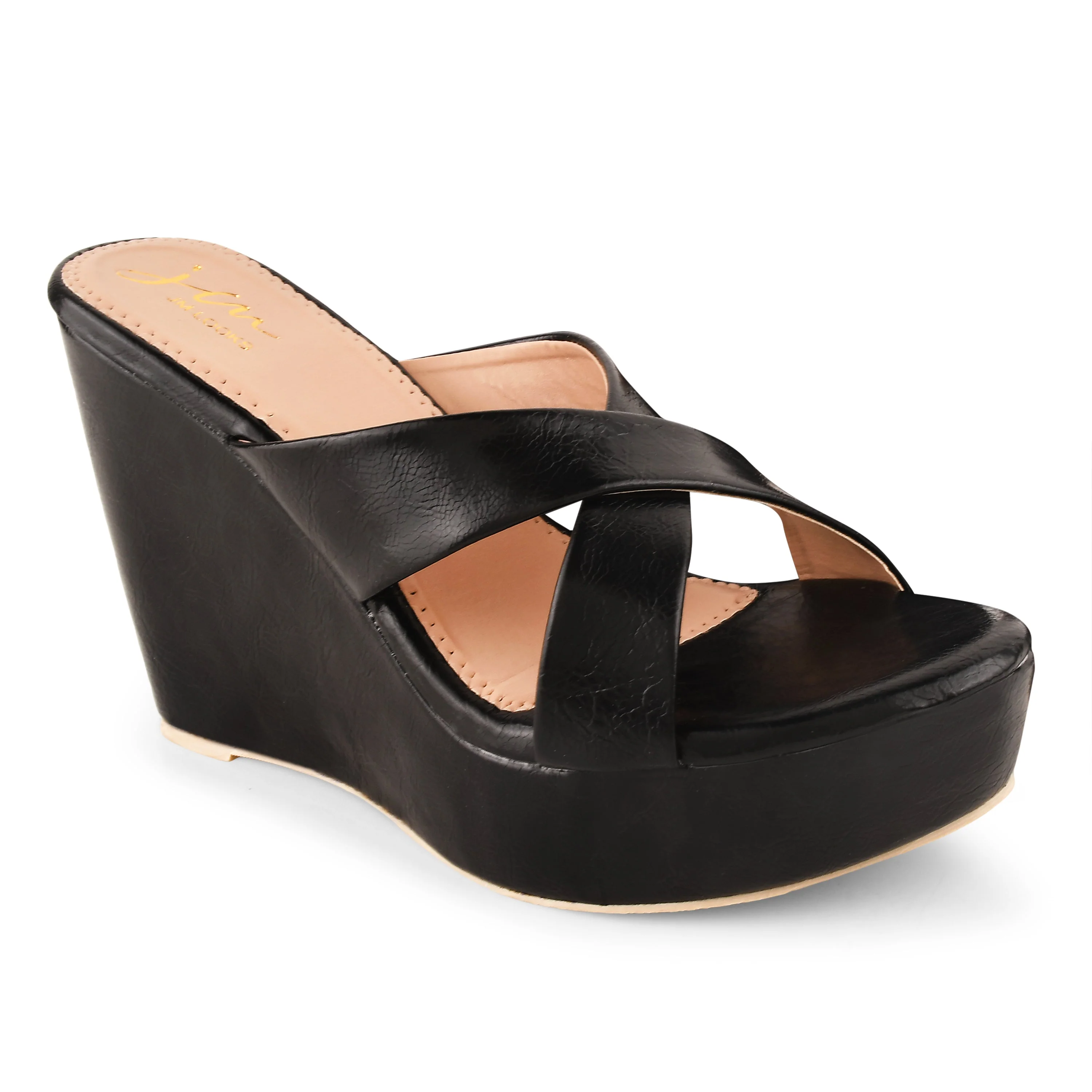 Jm Looks Chic Cross-Strap Wedge Heels for Women & Girls - Image 12