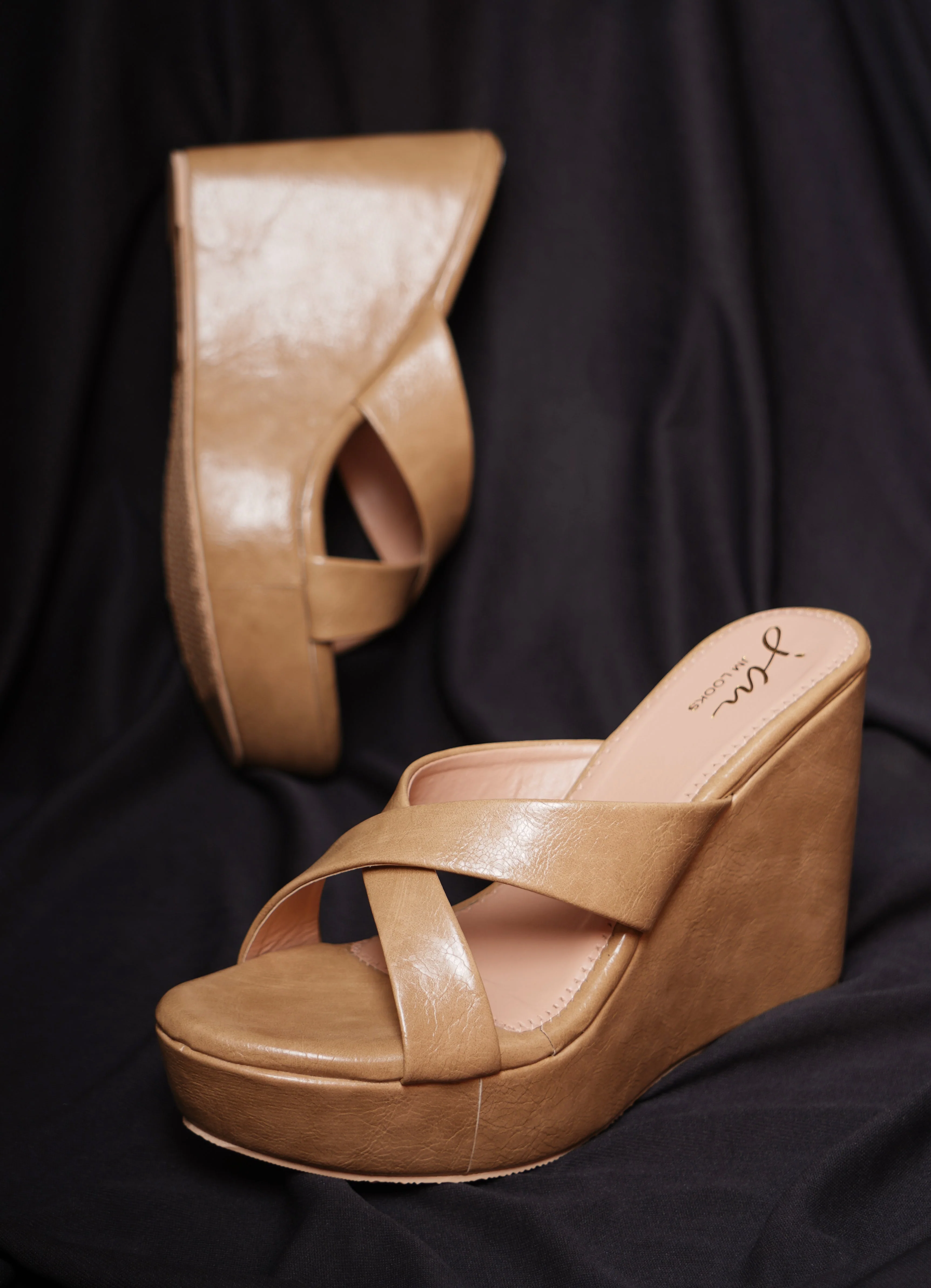 Jm Looks Chic Cross-Strap Wedge Heels for Women & Girls - Image 13