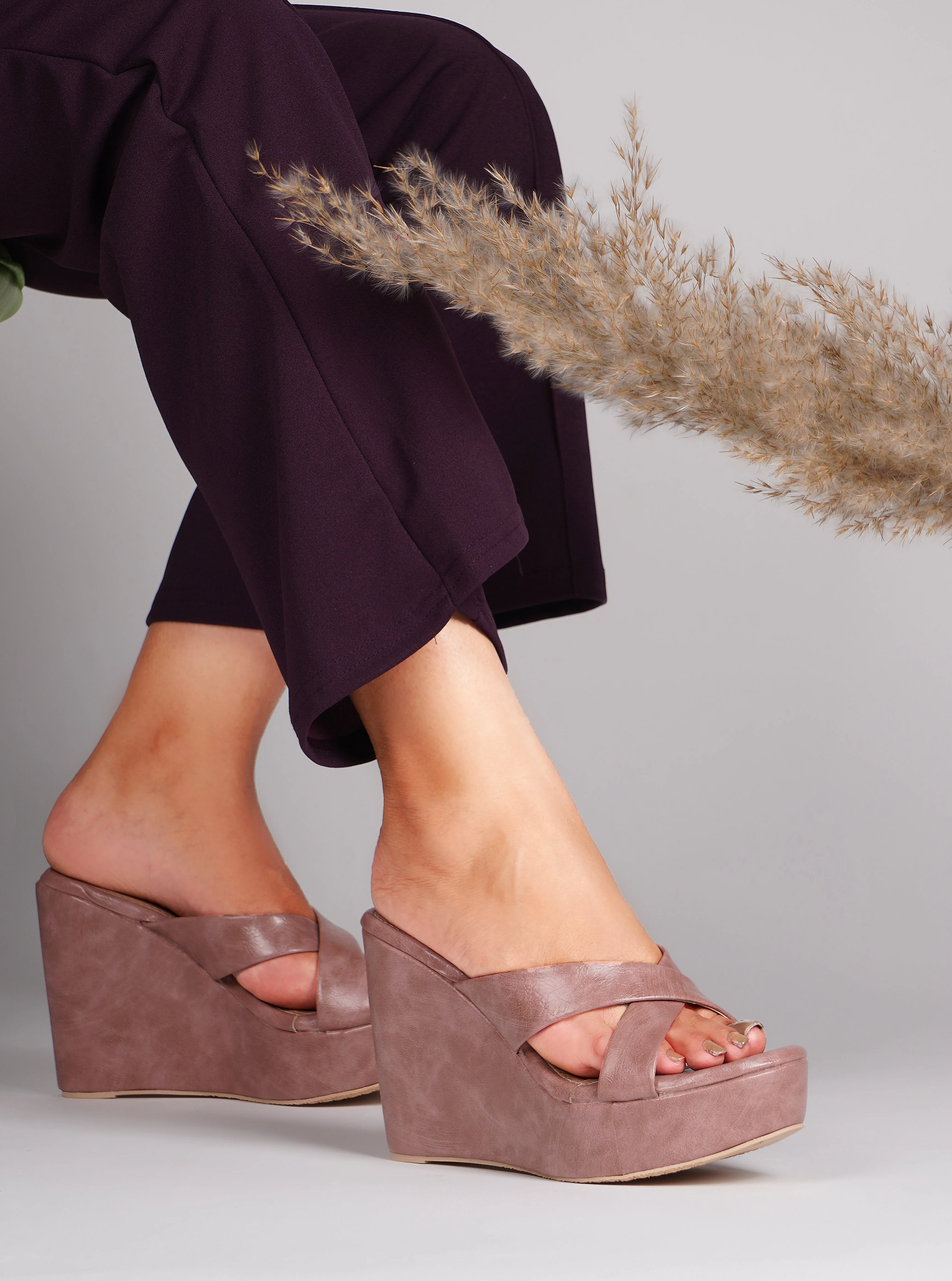 Jm Looks Chic Cross-Strap Wedge Heels for Women & Girls - Image 2