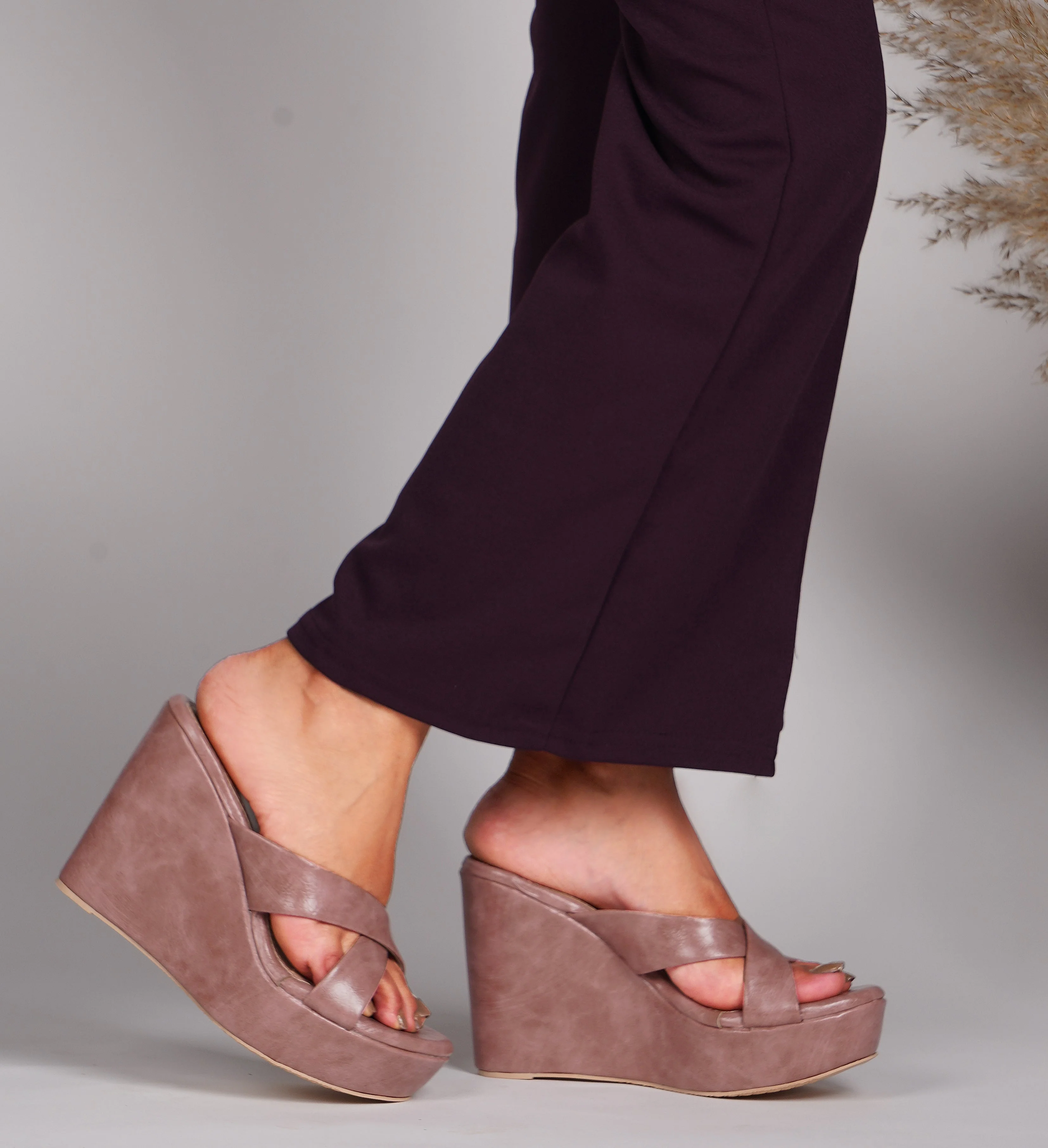 Jm Looks Chic Cross-Strap Wedge Heels for Women & Girls - Image 3