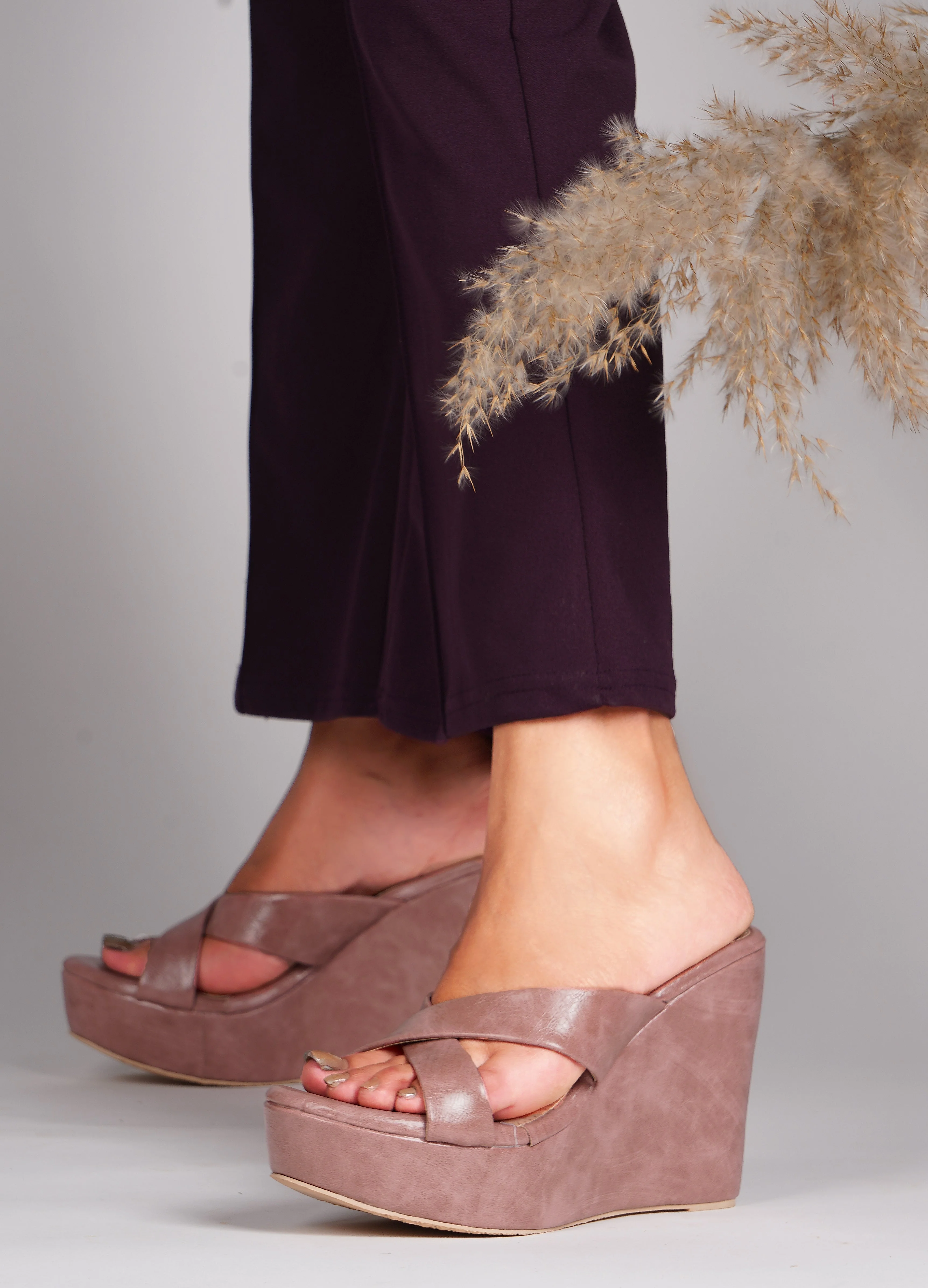 Jm Looks Chic Cross-Strap Wedge Heels for Women & Girls - Image 4