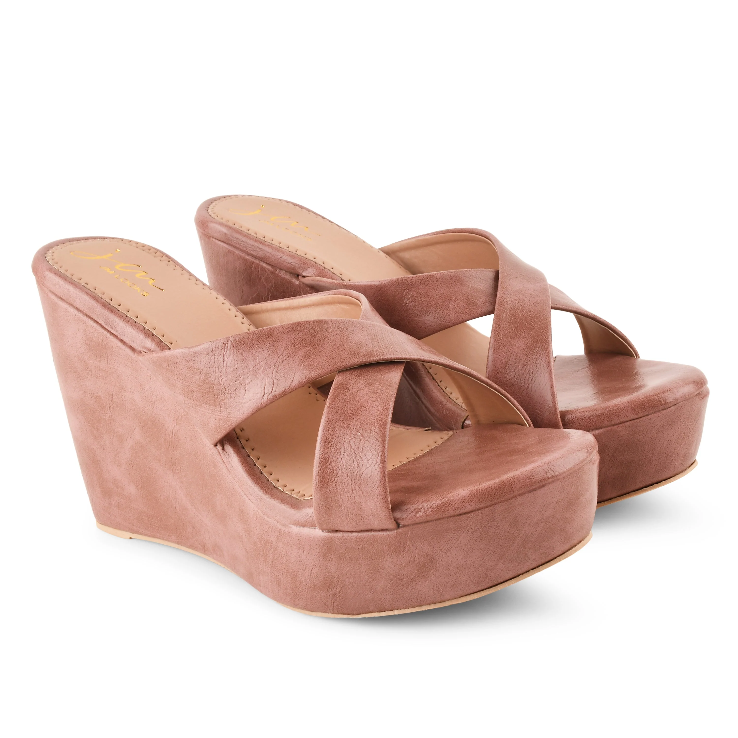 Jm Looks Chic Cross-Strap Wedge Heels for Women & Girls - Image 5
