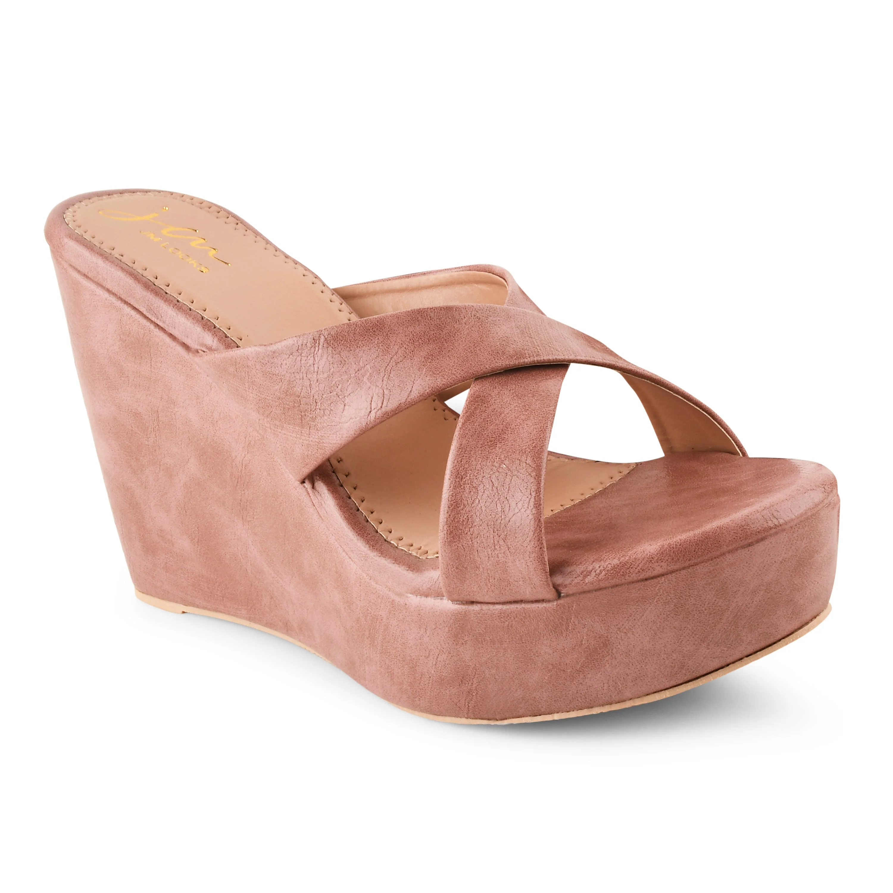 Jm Looks Chic Cross-Strap Wedge Heels for Women & Girls - Image 6