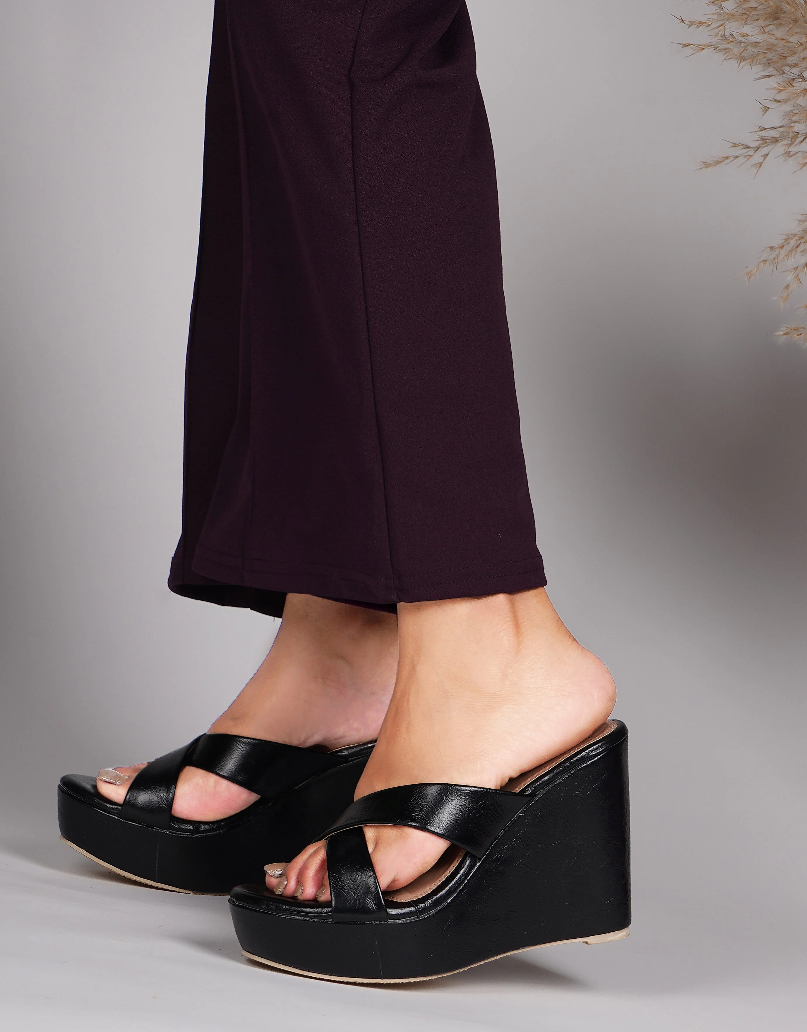 Jm Looks Chic Cross-Strap Wedge Heels for Women & Girls - Image 9