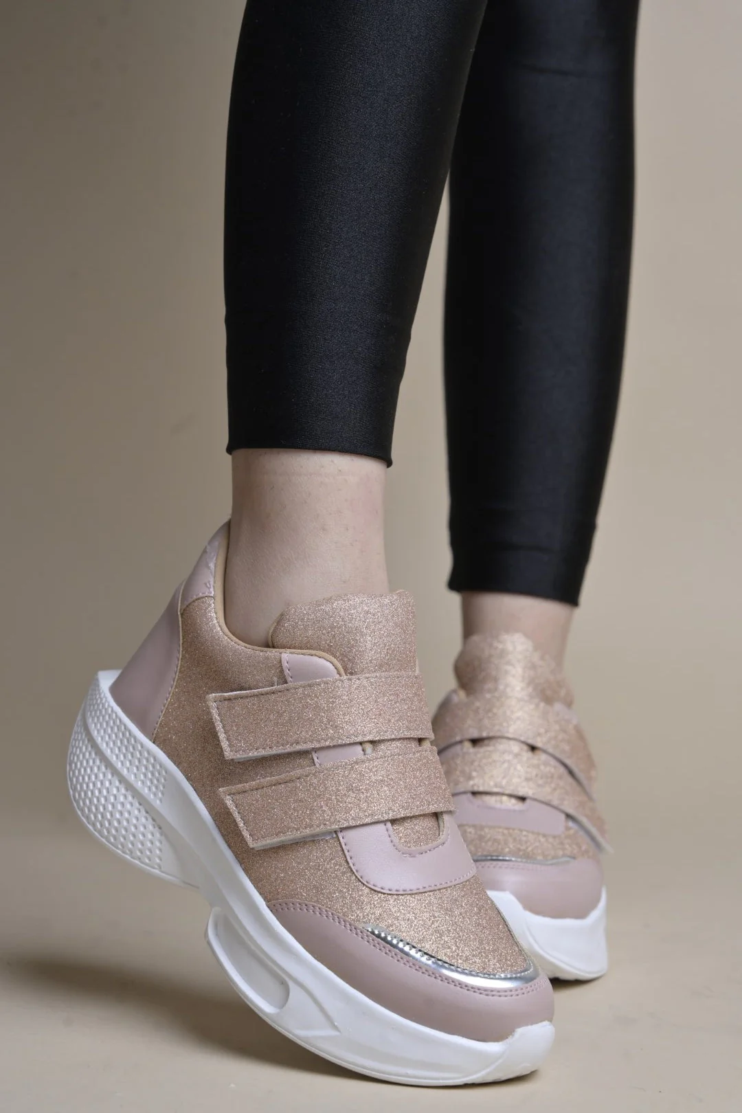 Jm Looks Glitter Strap Velcro Sneakers - Image 2