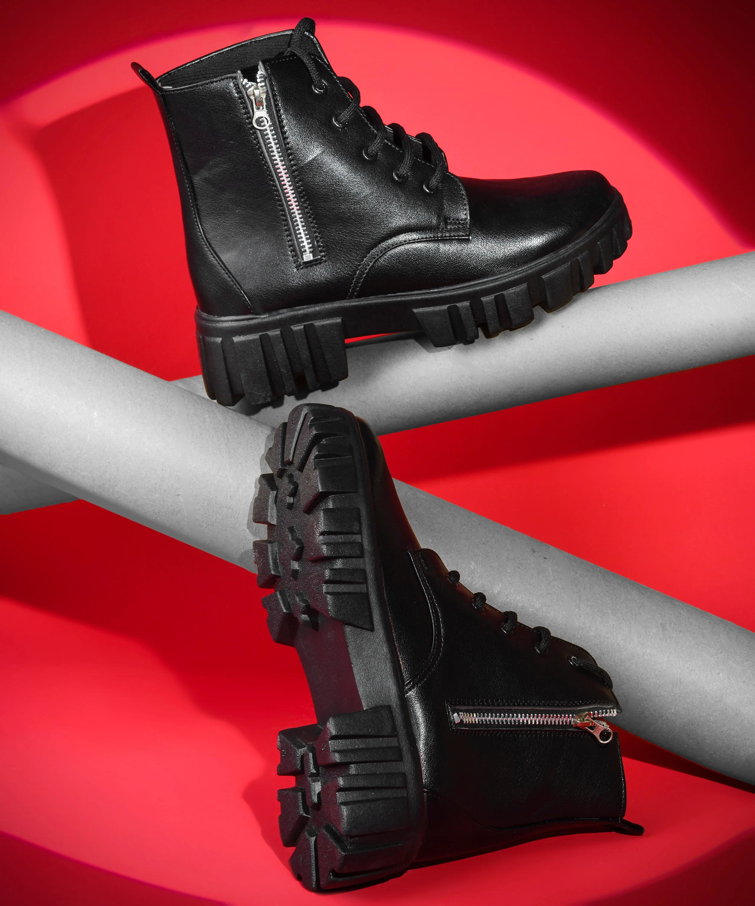 JM Looks Stylish Zip-Up Ankle Boots - Image 4