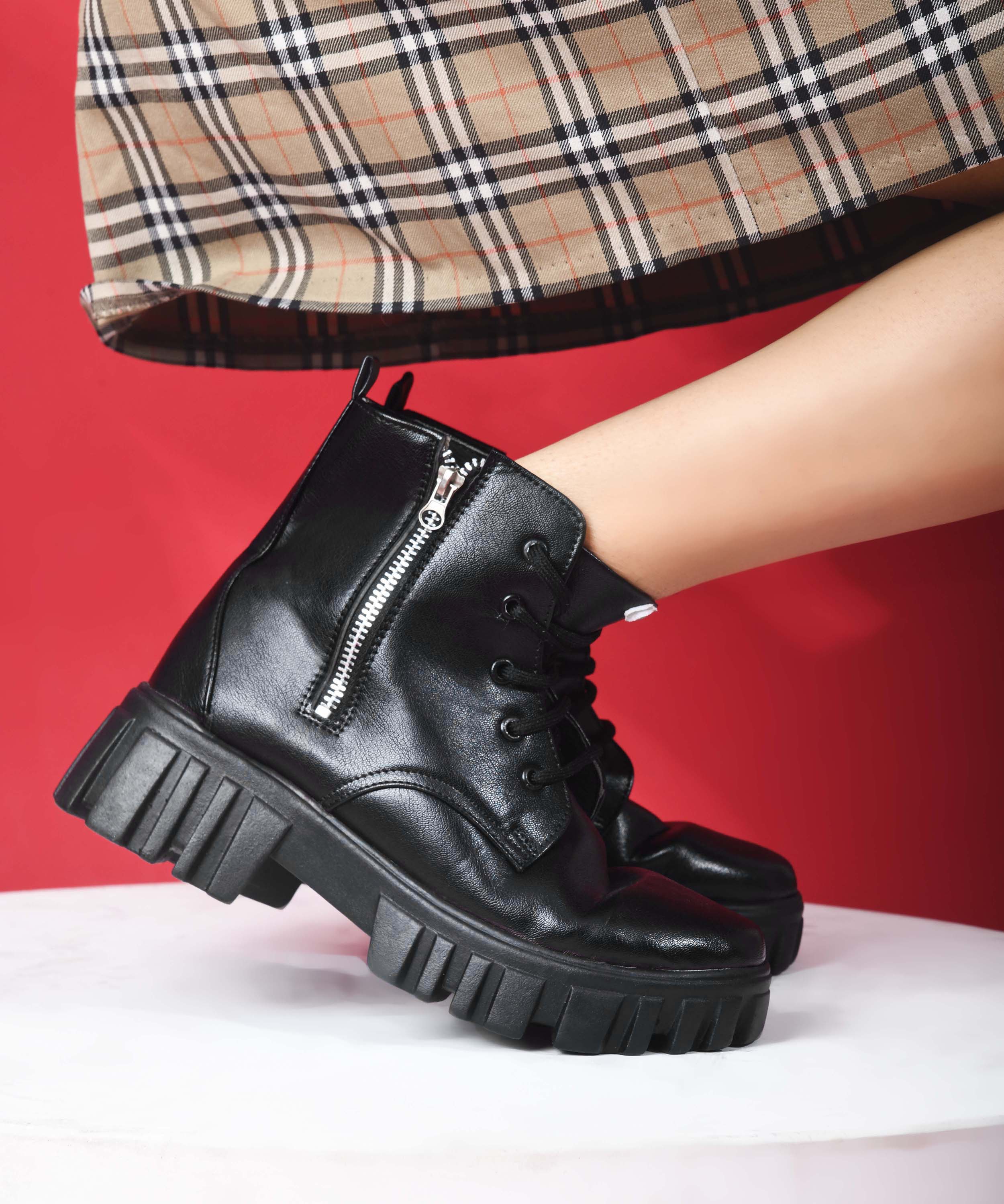 JM Looks Stylish Zip-Up Ankle Boots - Image 5