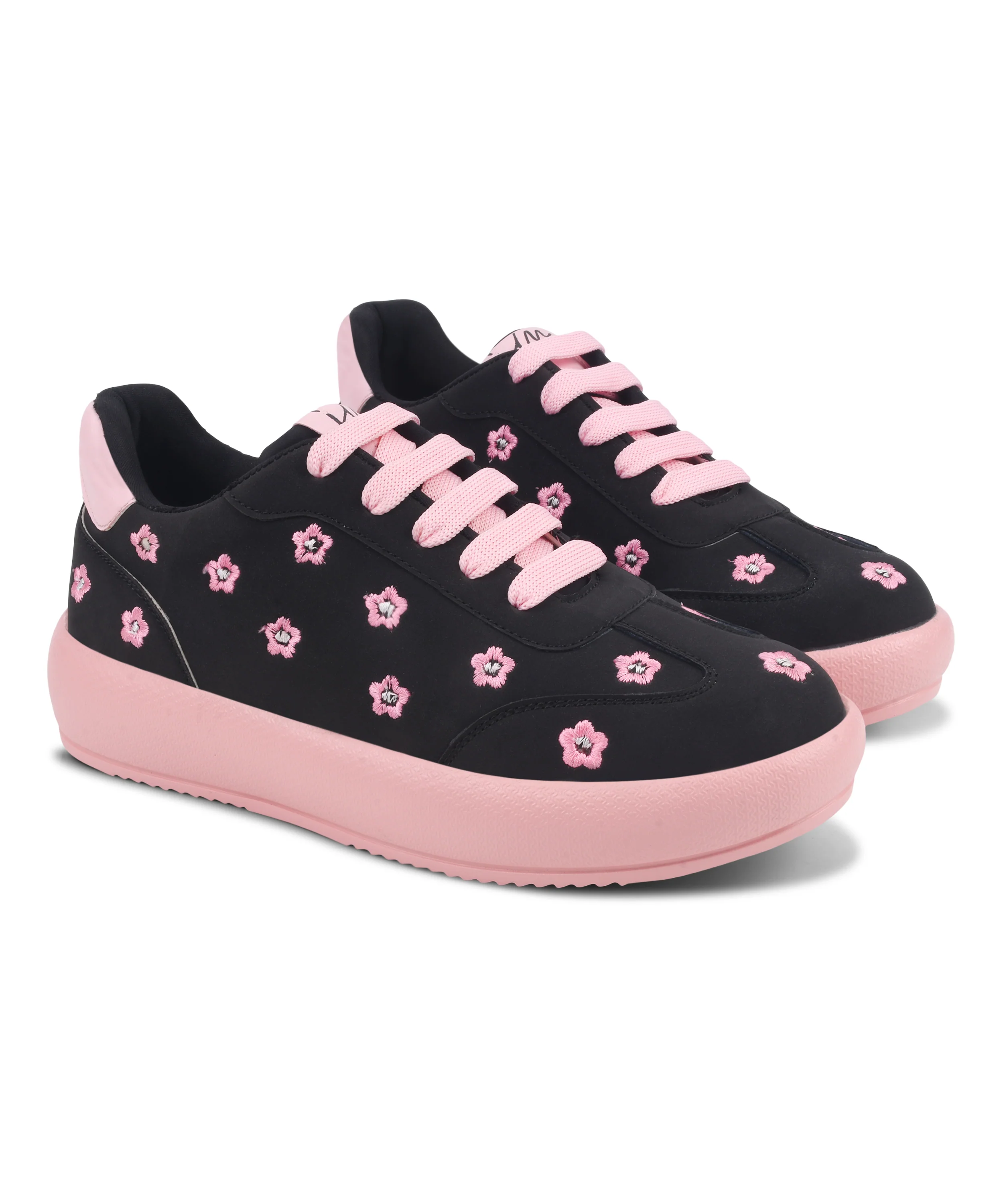 Suede Flower Printed Low-Top Sneakers - Image 10