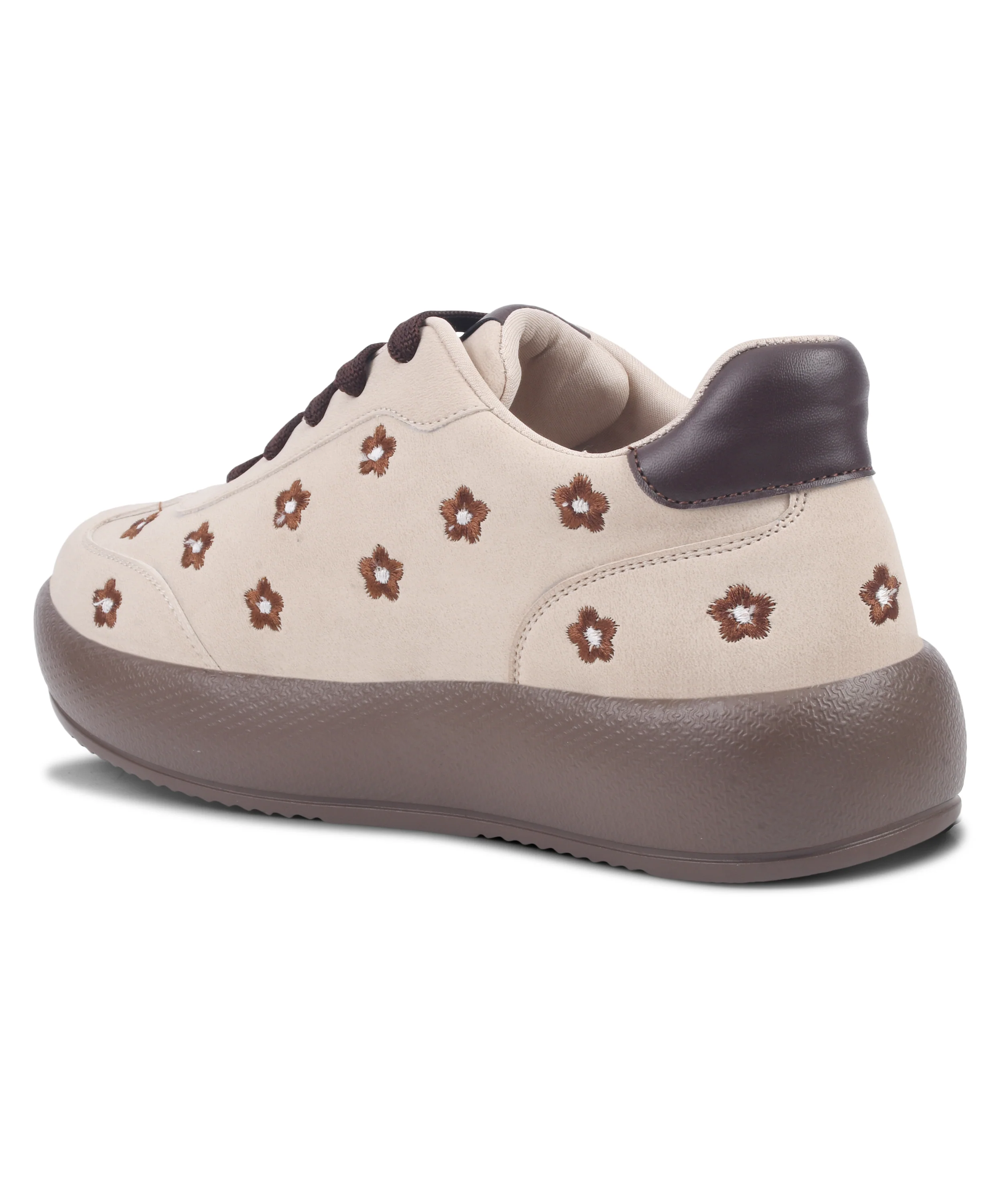 Suede Flower Printed Low-Top Sneakers - Image 5